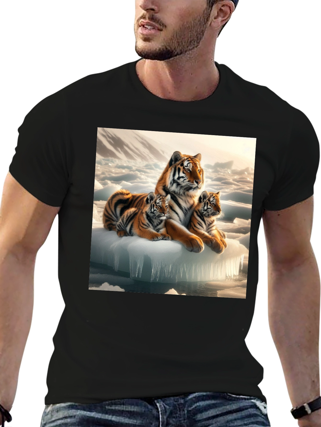 Tiger Family on Iceberg Graphic T-Shirt