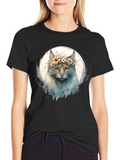 Floral Crown Cat Graphic T-Shirt