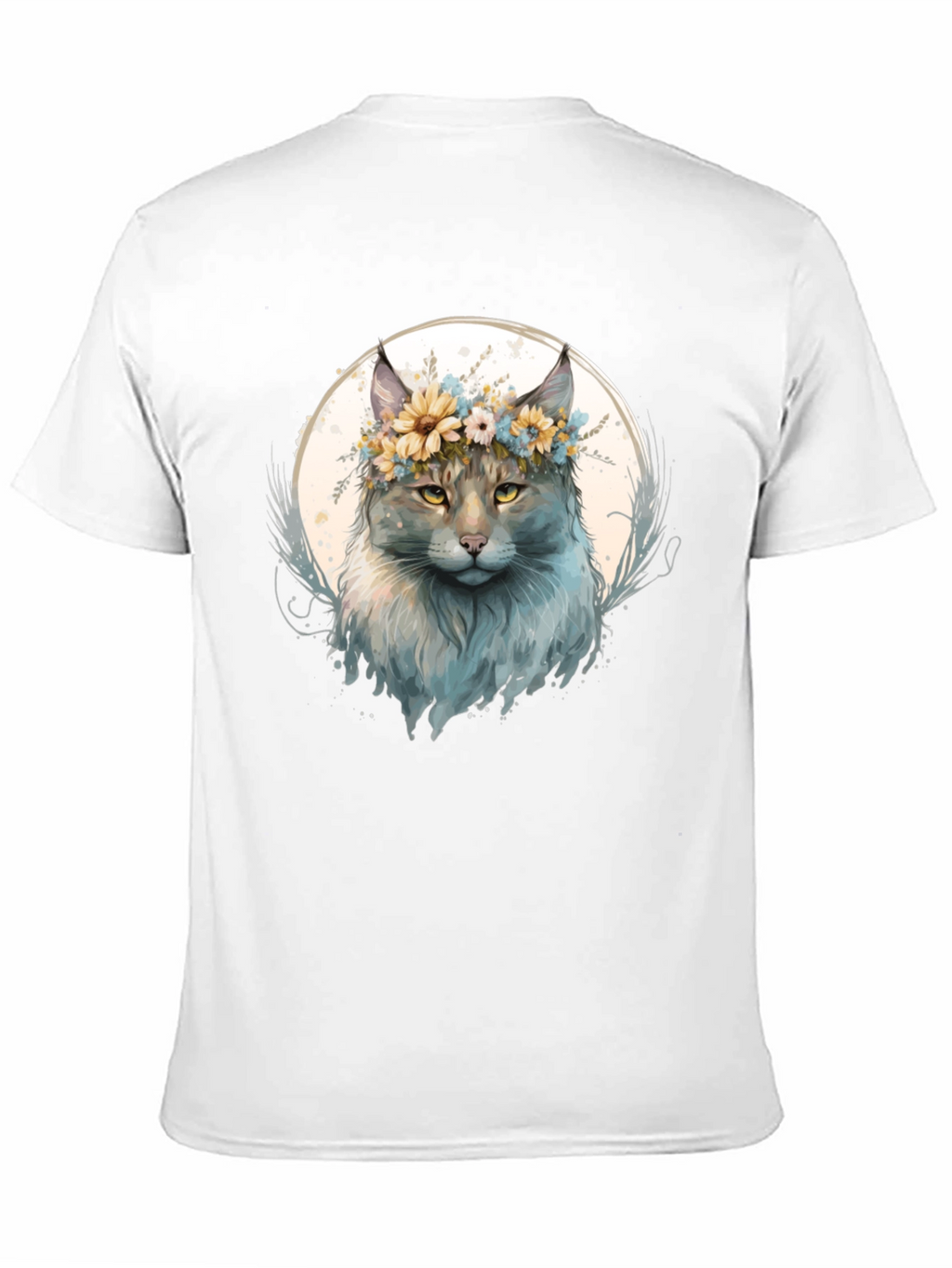 Floral Crown Cat Graphic T-Shirt