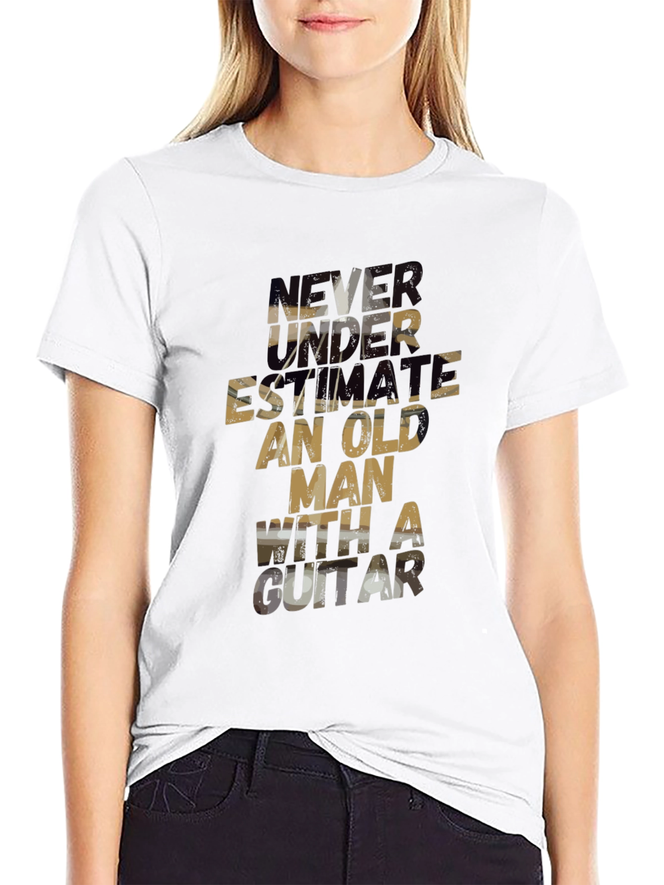 Never Underestimate Old Man Guitar T-Shirt