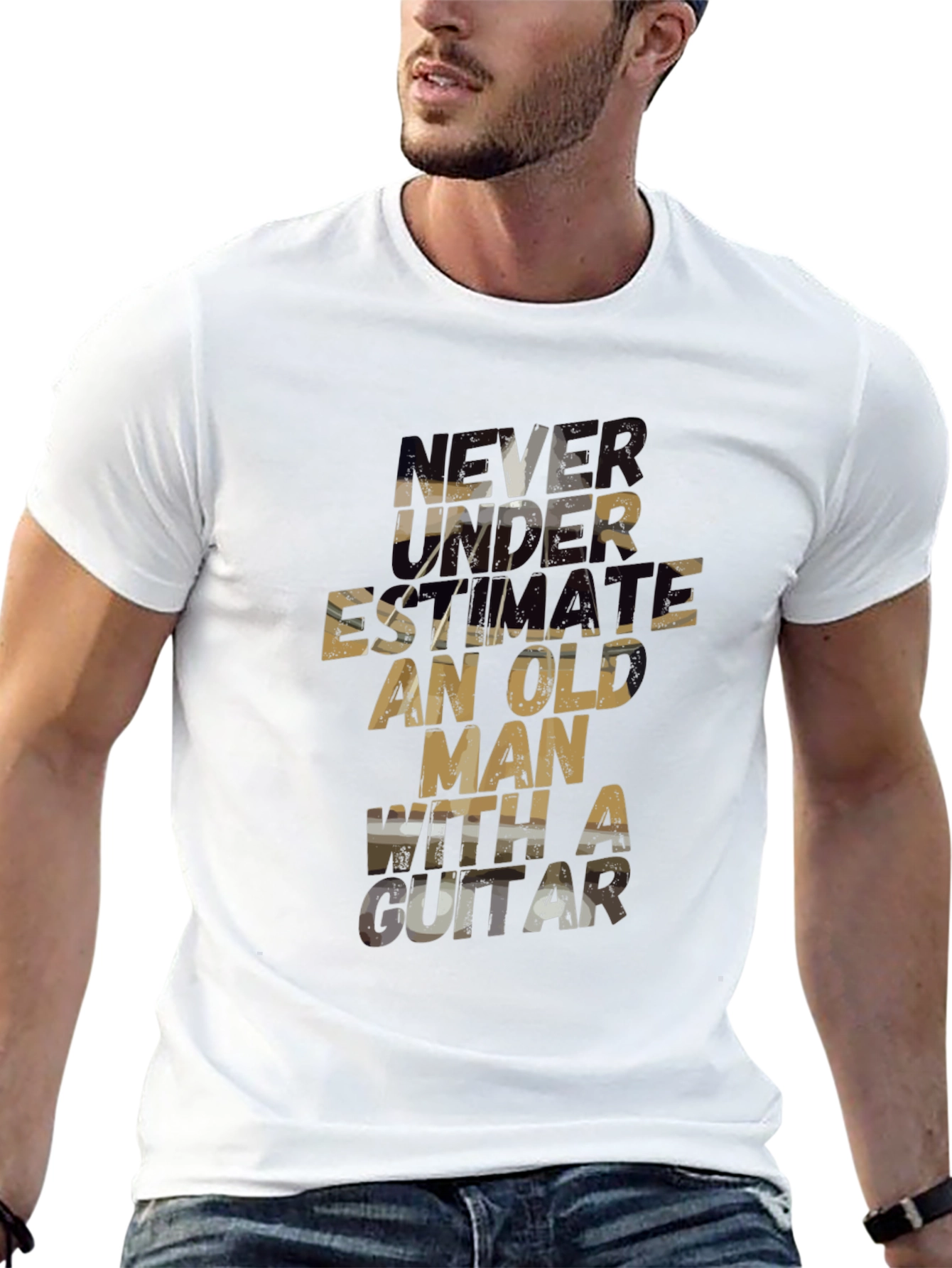 Never Underestimate Old Man Guitar T-Shirt