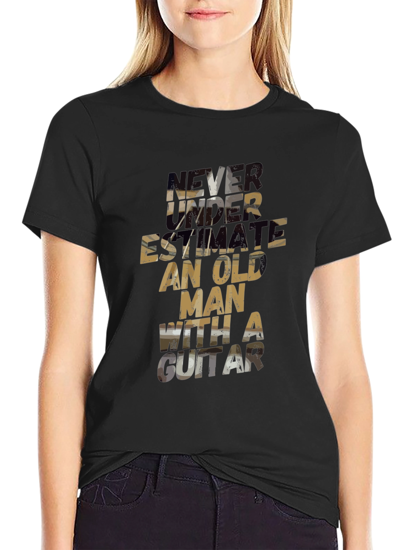 Never Underestimate Old Man Guitar T-Shirt