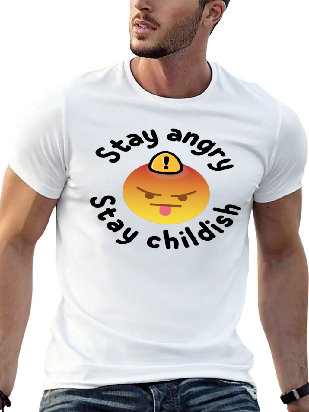 Stay Angry Childish T-Shirt - Fun Emoji Design