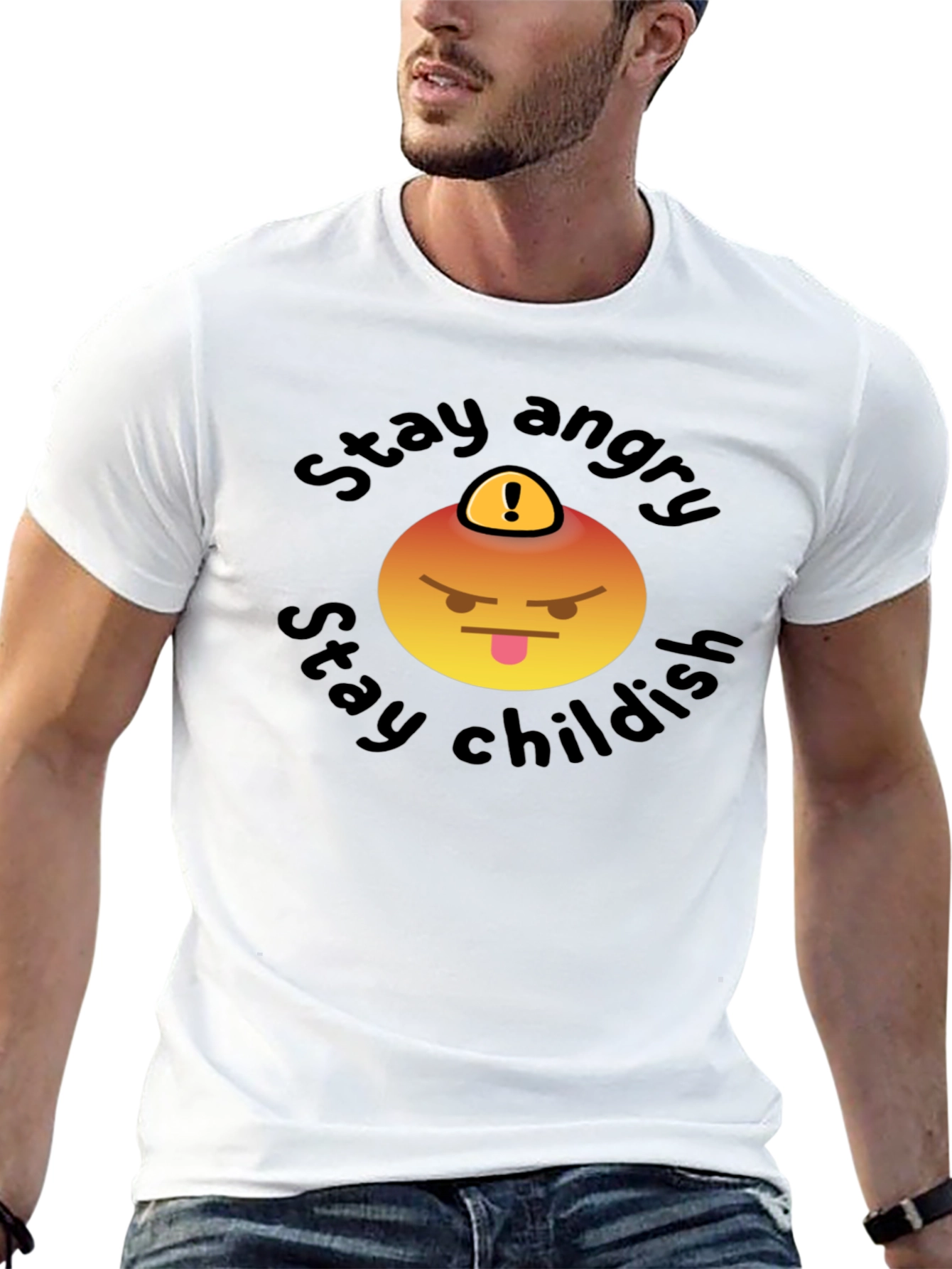 Stay Angry Childish T-Shirt - Fun Emoji Design