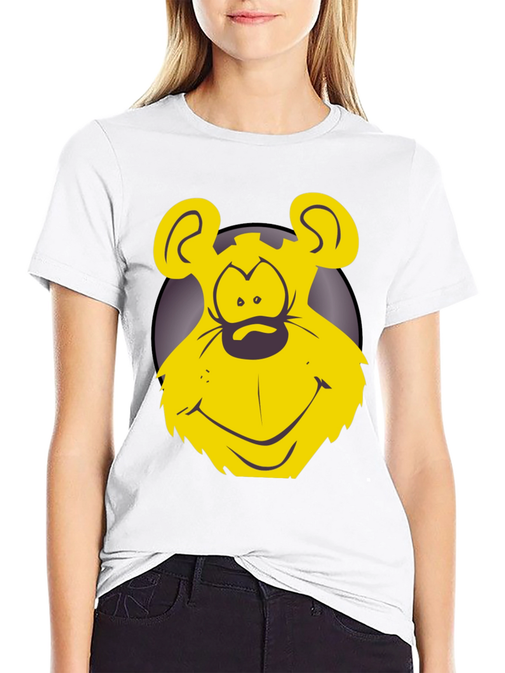 Funny Yellow Cartoon Bear Graphic T-Shirt