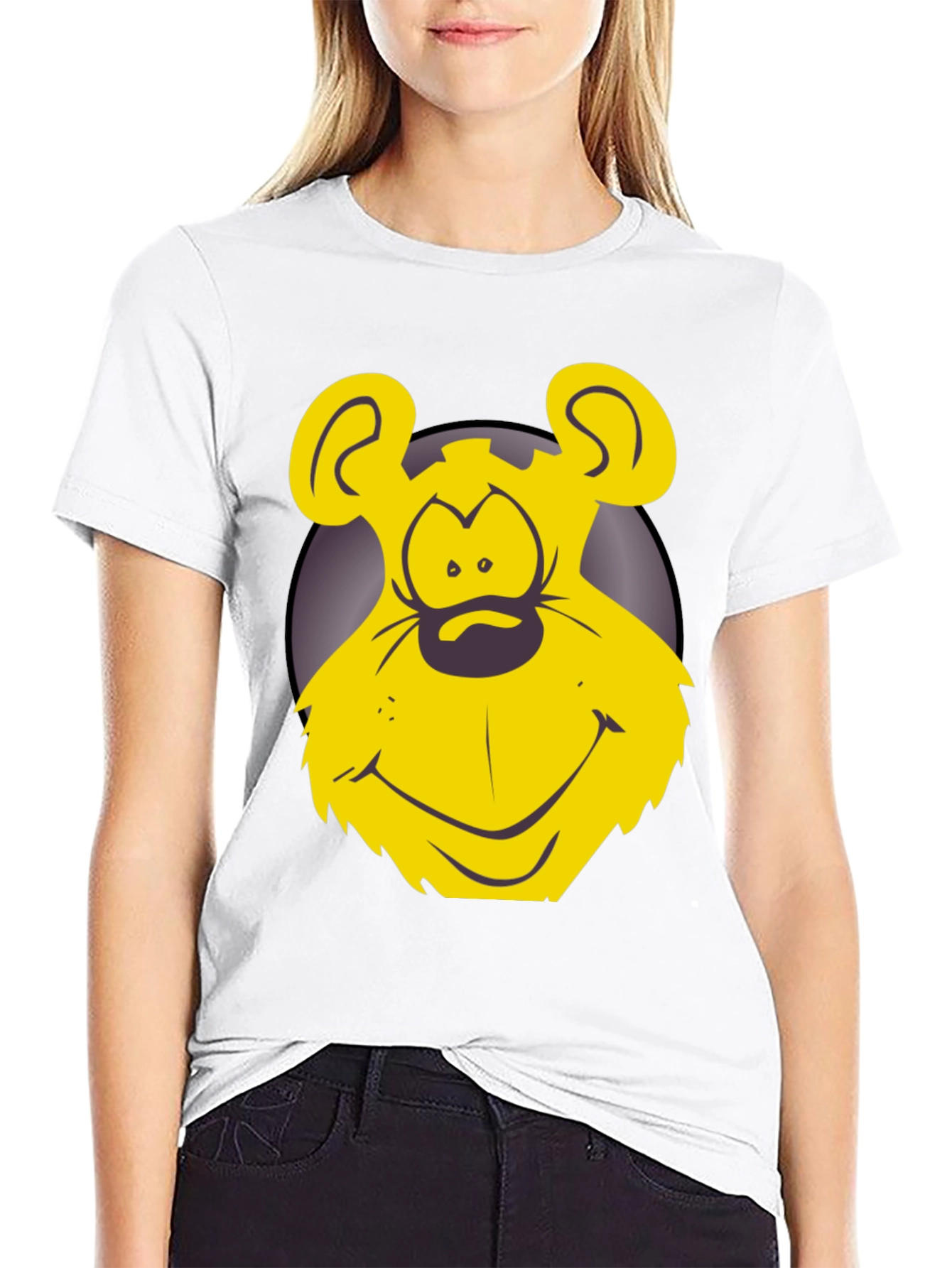 Funny Yellow Cartoon Bear Graphic T-Shirt