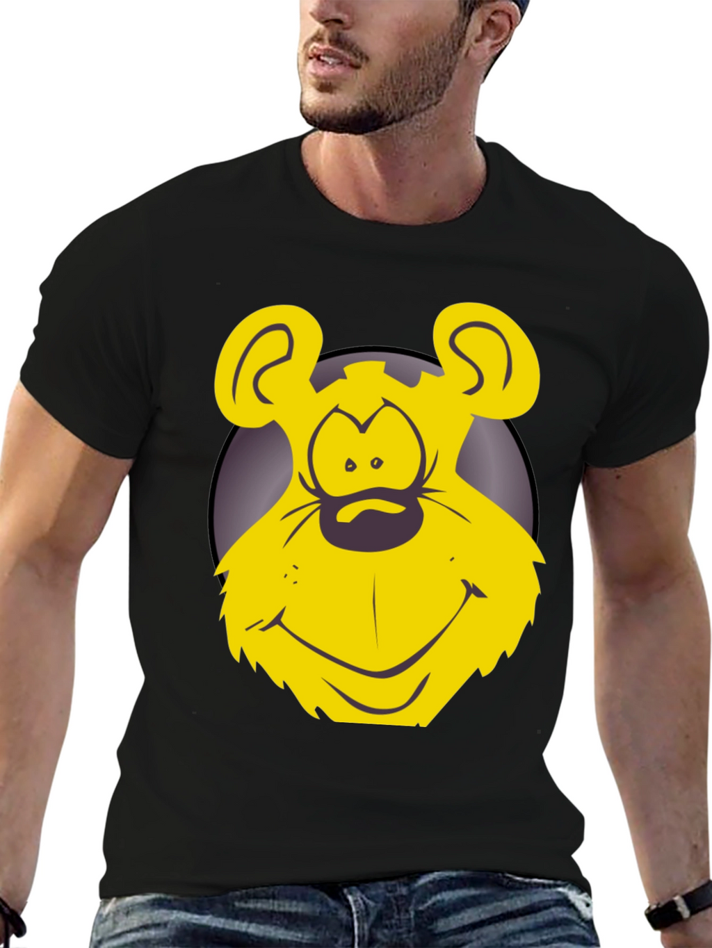 Funny Yellow Cartoon Bear Graphic T-Shirt