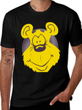 Funny Yellow Cartoon Bear Graphic T-Shirt