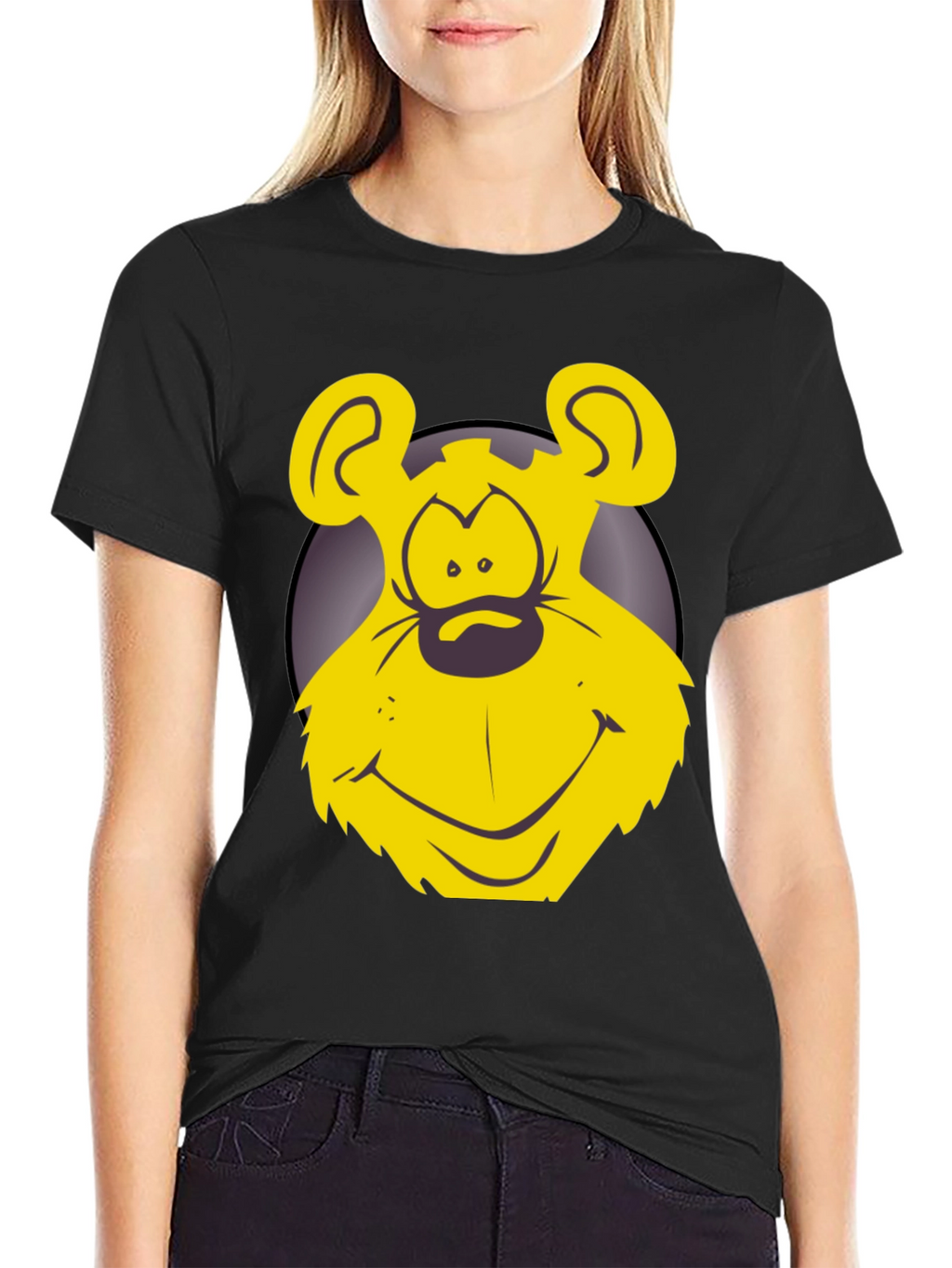 Funny Yellow Cartoon Bear Graphic T-Shirt