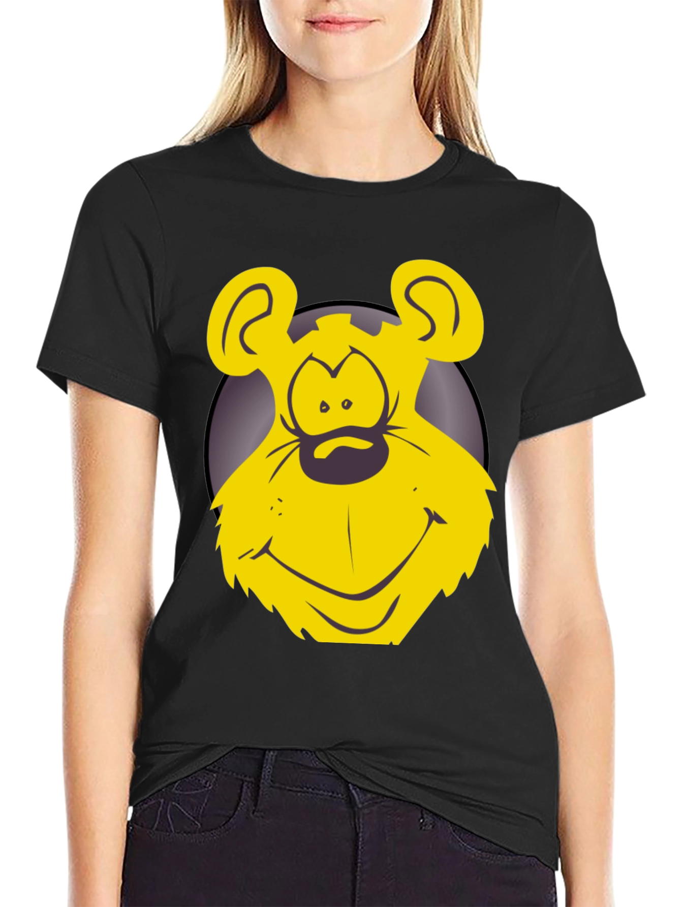 Funny Yellow Cartoon Bear Graphic T-Shirt