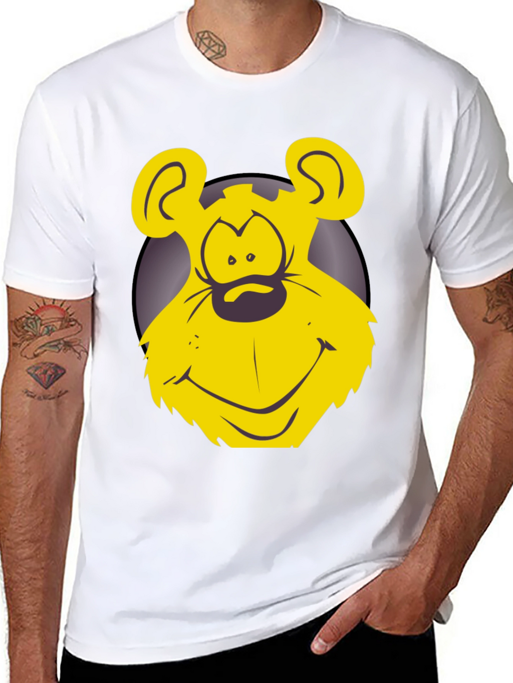 Funny Yellow Cartoon Bear Graphic T-Shirt