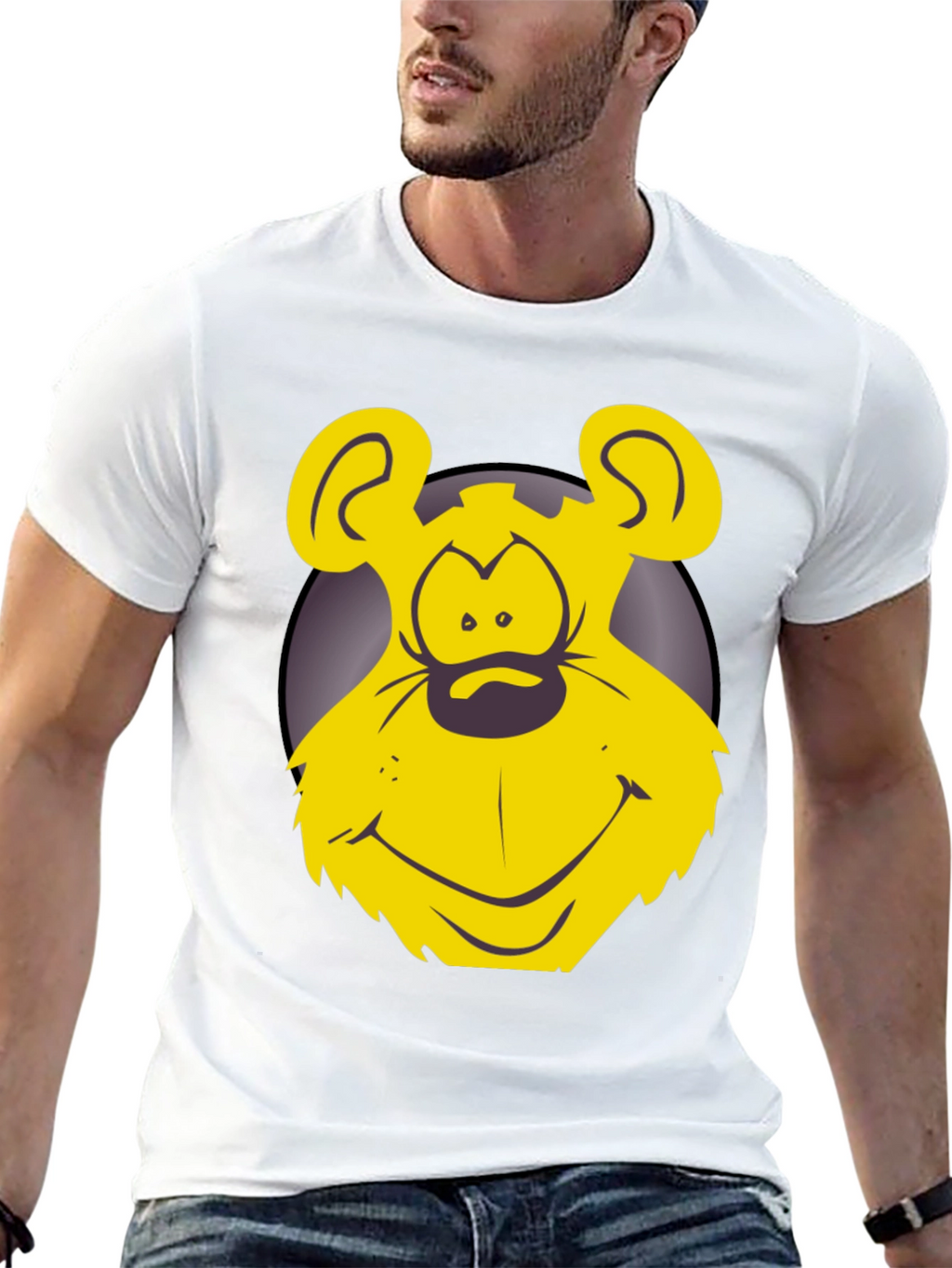 Funny Yellow Cartoon Bear Graphic T-Shirt