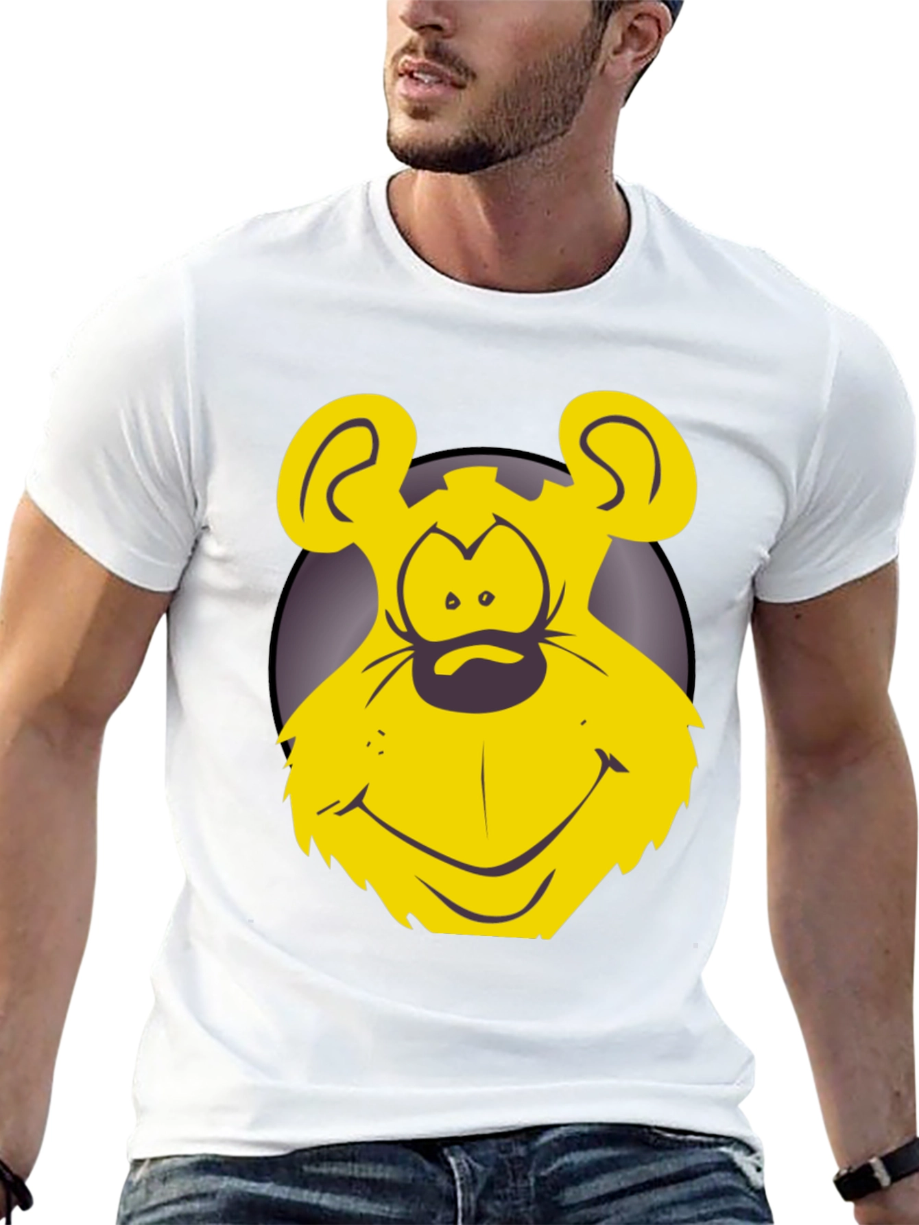 Funny Yellow Cartoon Bear Graphic T-Shirt