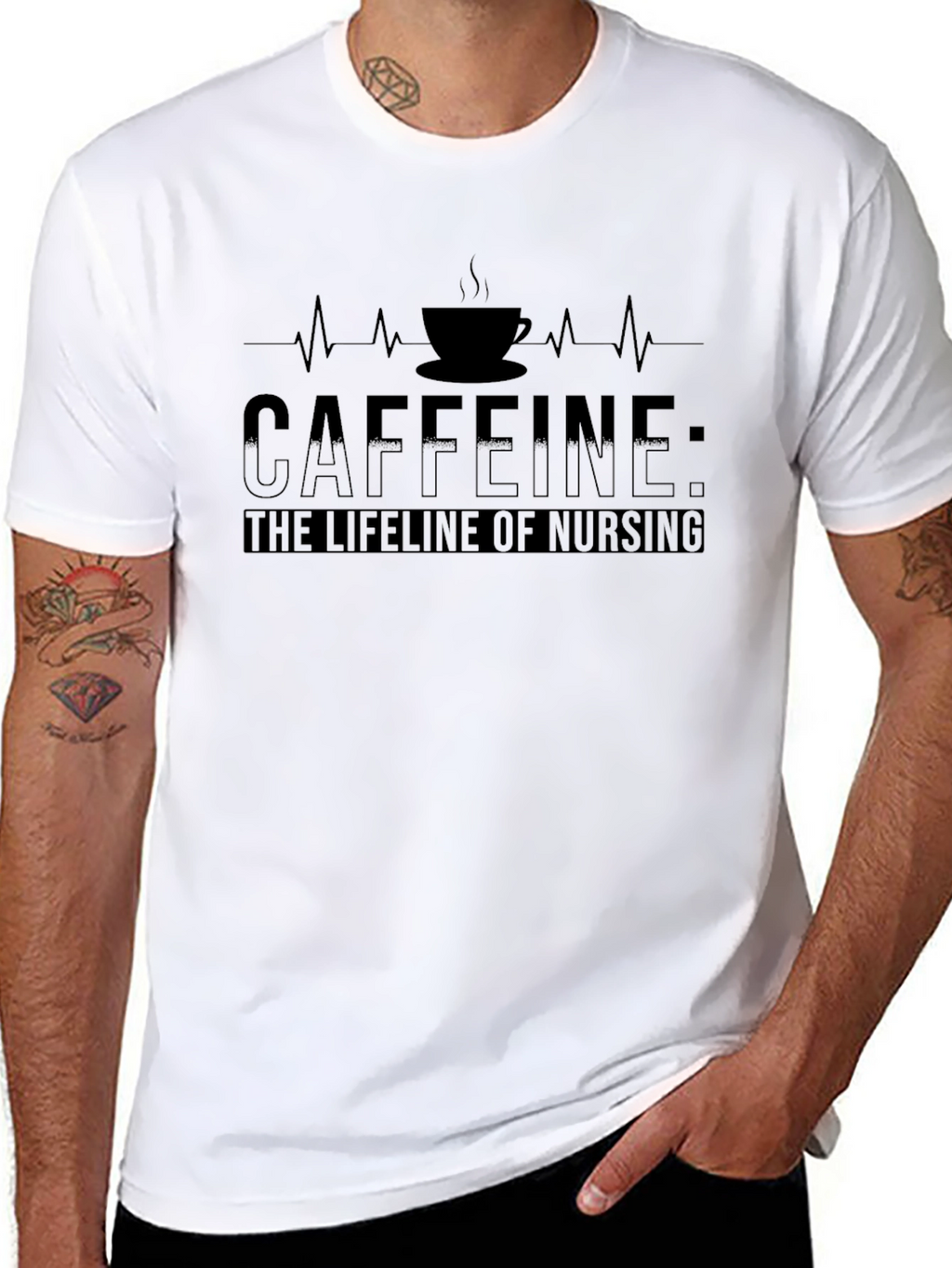 Caffeine: The Lifeline of Nursing Black T-Shirt
