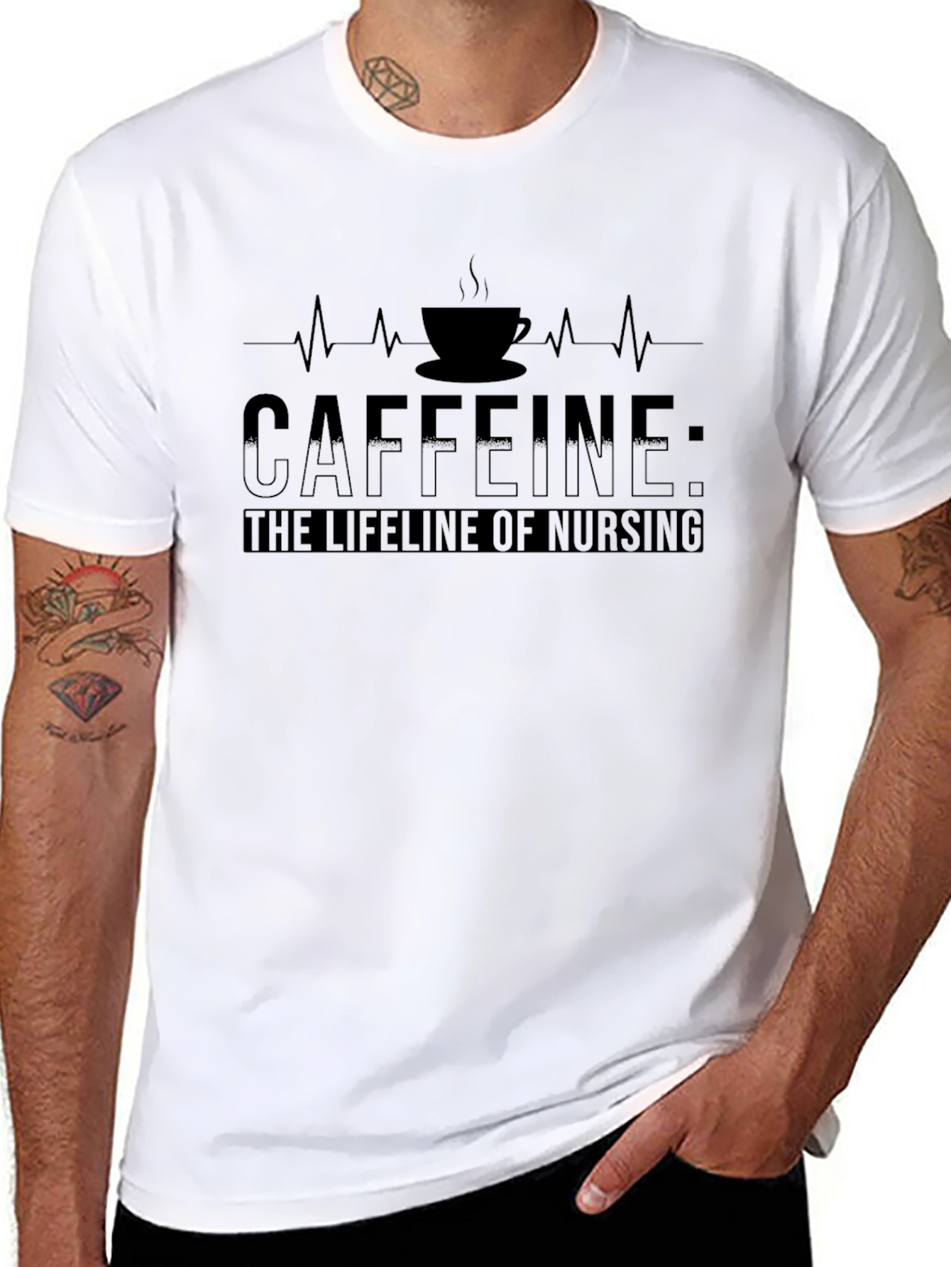 Caffeine: The Lifeline of Nursing Black T-Shirt
