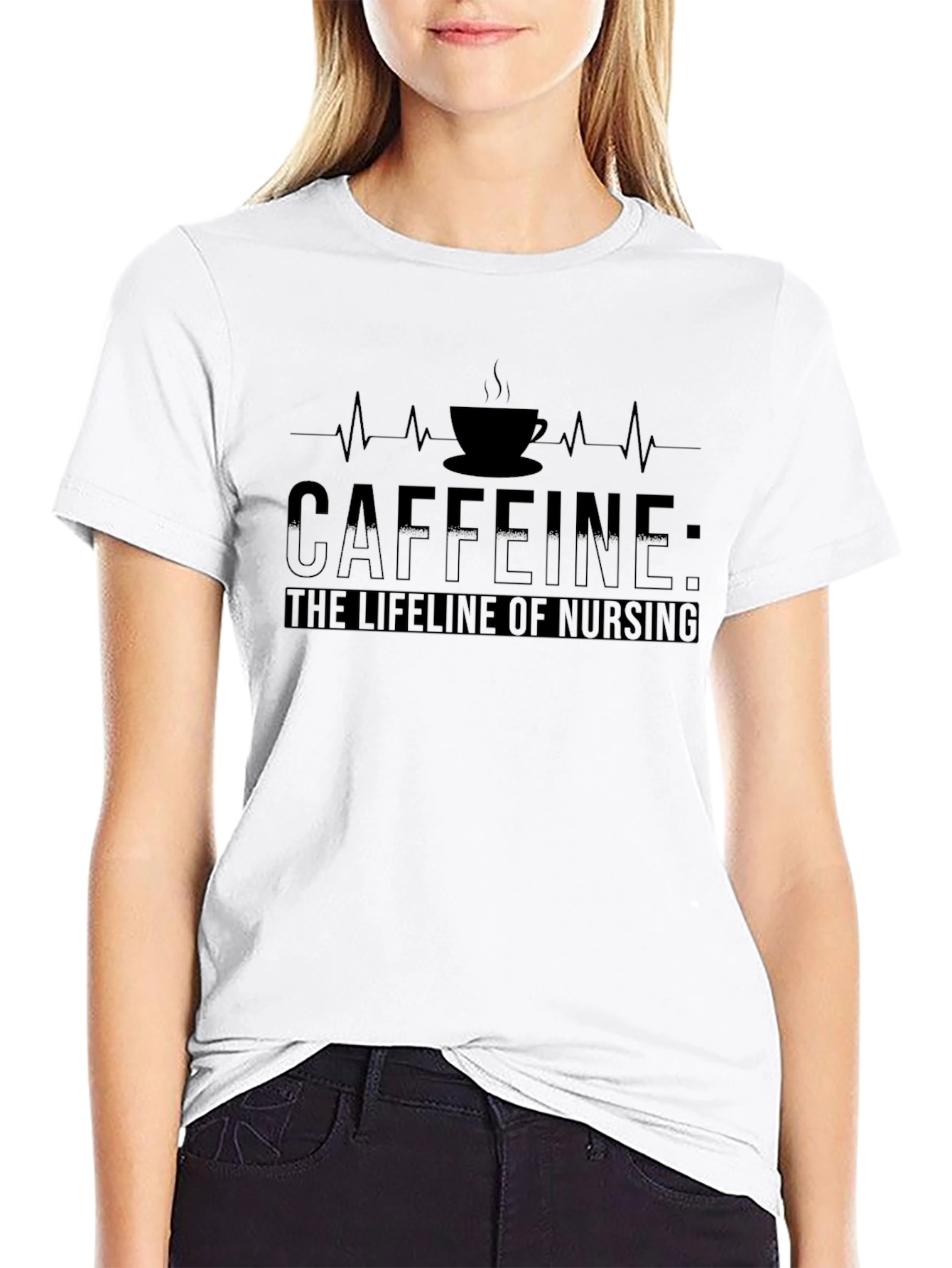 Caffeine: The Lifeline of Nursing Black T-Shirt