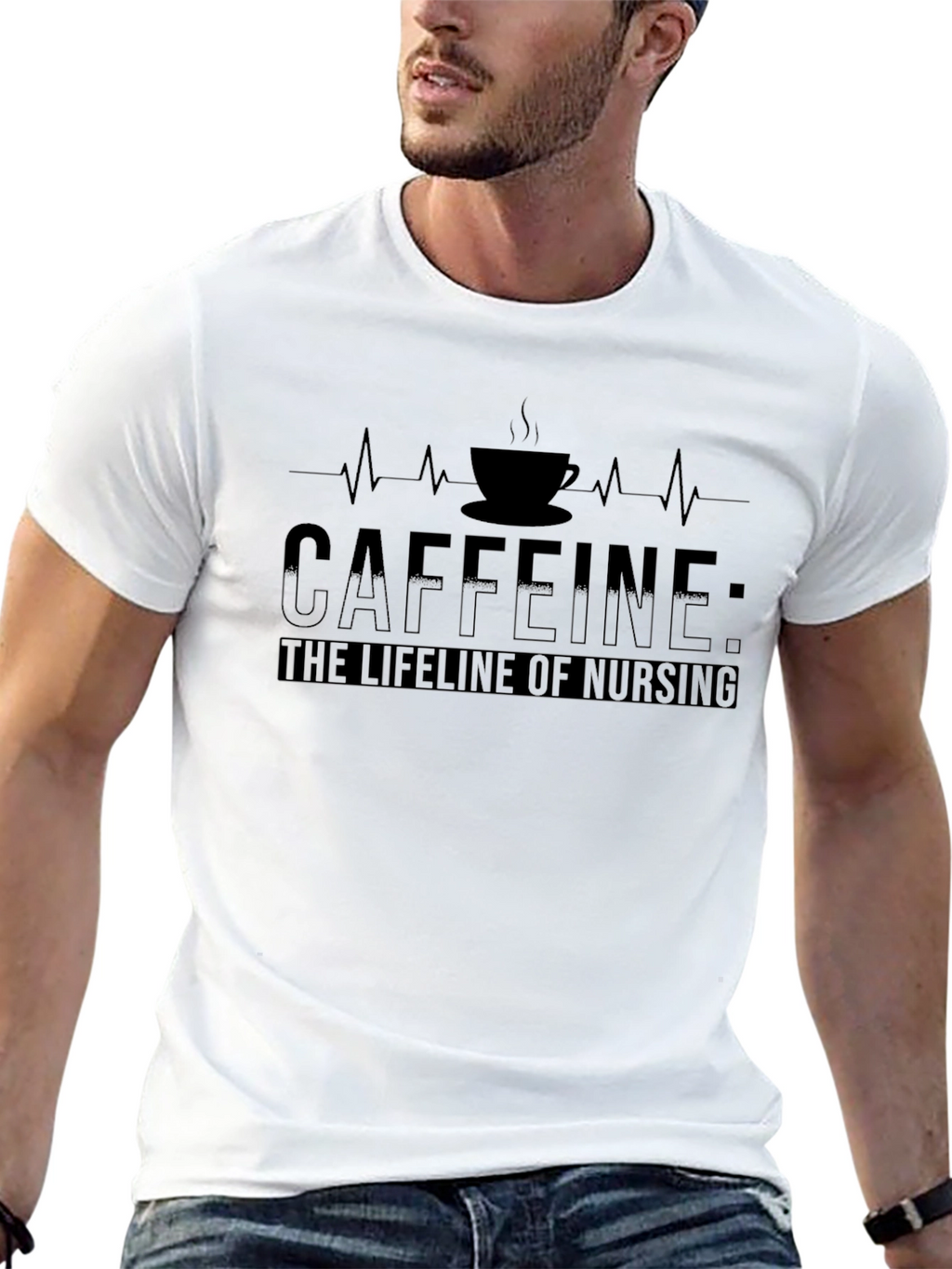 Caffeine: The Lifeline of Nursing Black T-Shirt