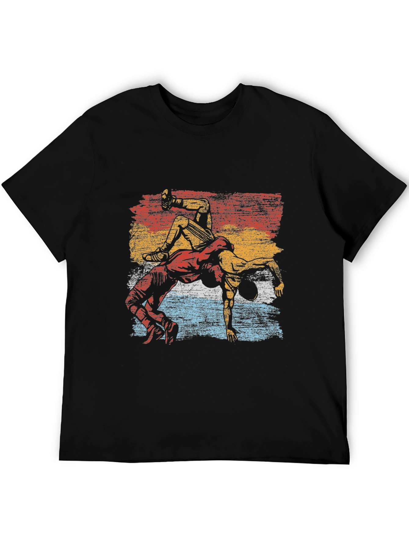 Wrestling Graphic Tee - Retro Style Black T-Shirt
