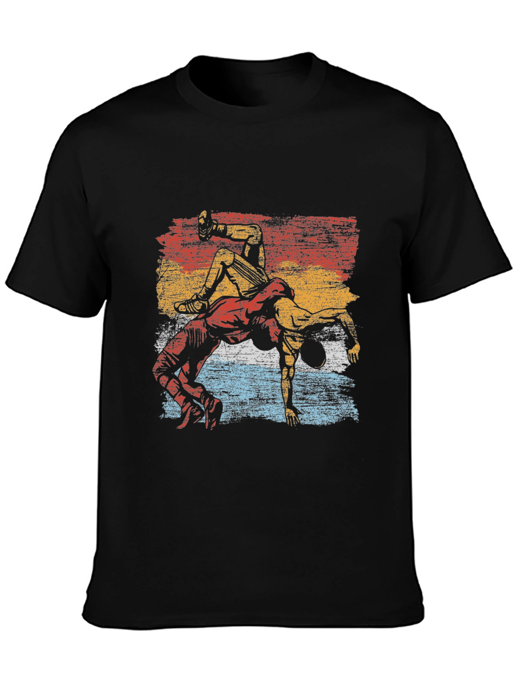 Wrestling Graphic Tee - Retro Style Black T-Shirt