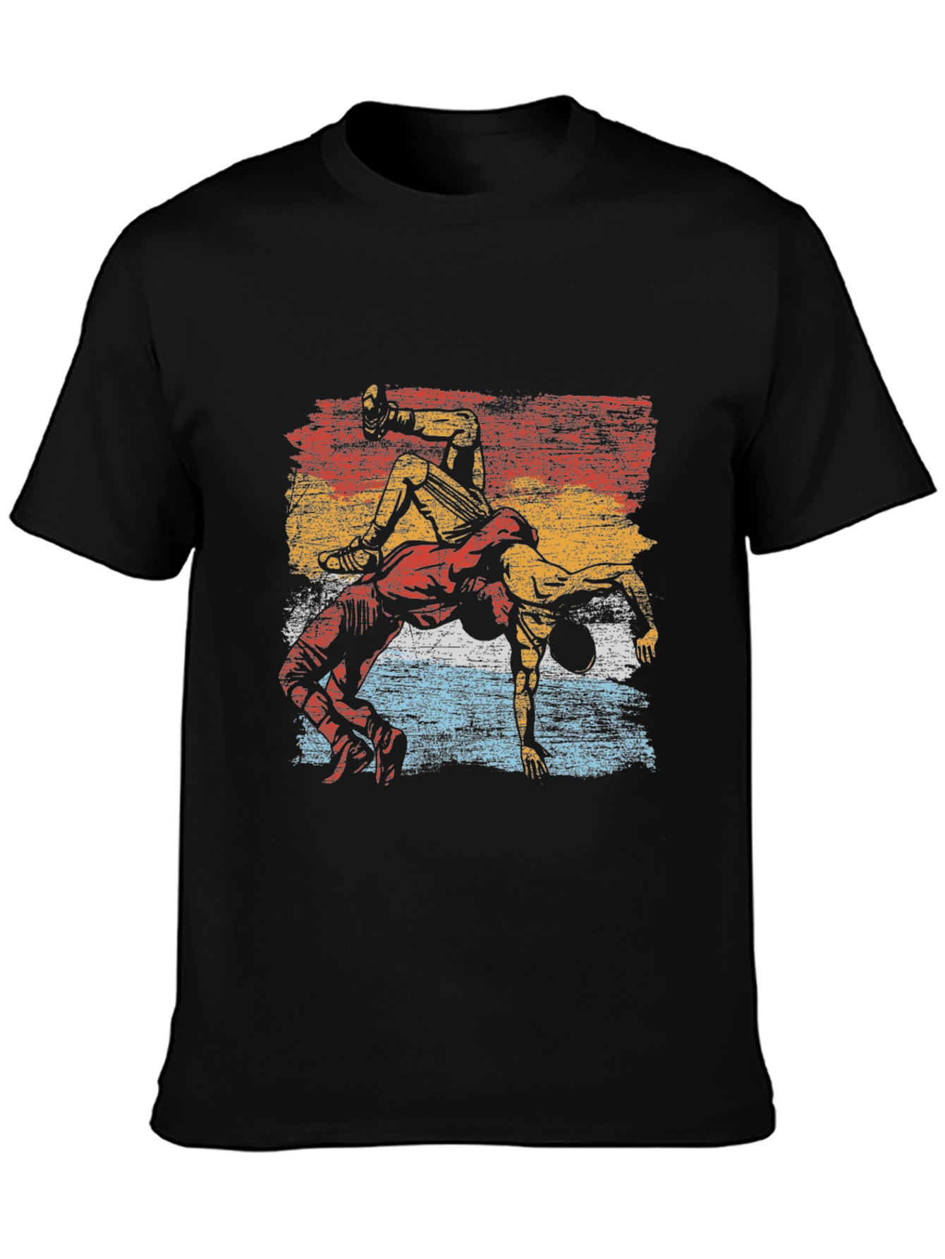 Wrestling Graphic Tee - Retro Style Black T-Shirt