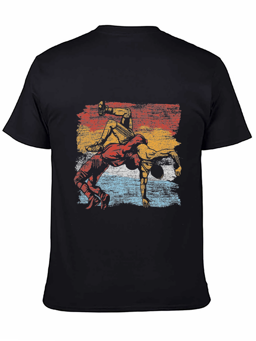 Wrestling Graphic Tee - Retro Style Black T-Shirt