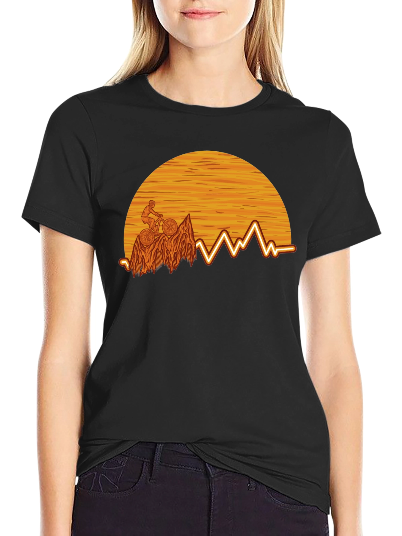 Mountain Bike Sunset Graphic Tee