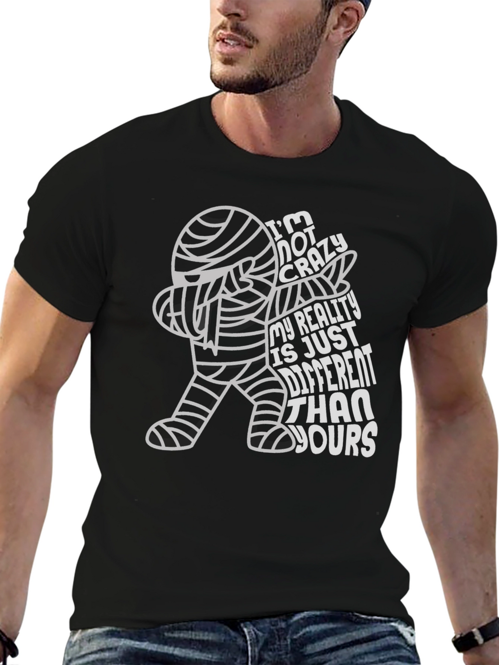 Crazy Reality Mummy T-Shirt - Halloween Humor Tee