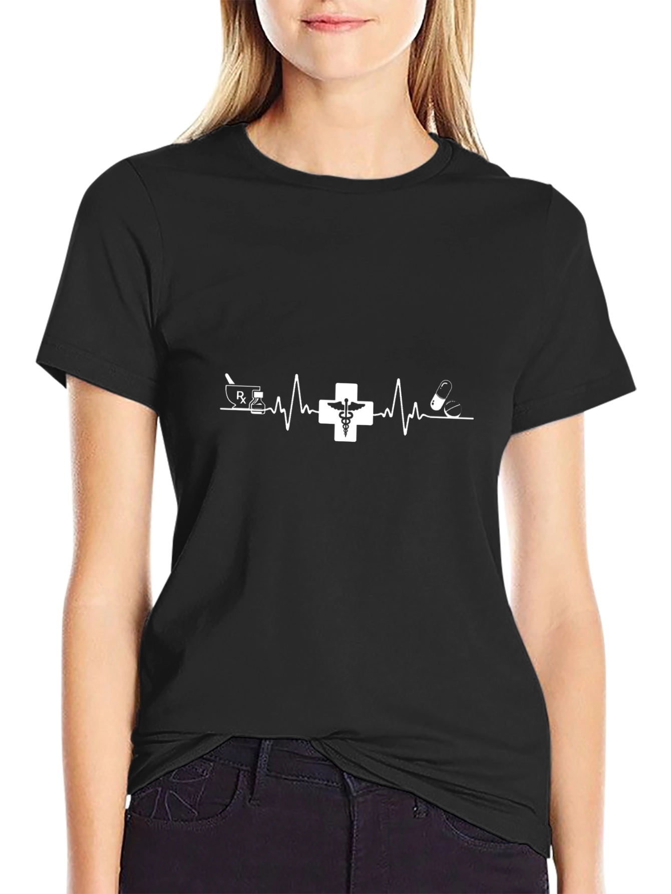 Medical Heartbeat T-Shirt - Black