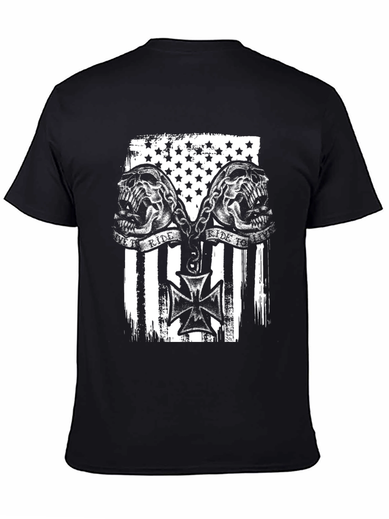 Skull Ride American Flag Graphic Tee