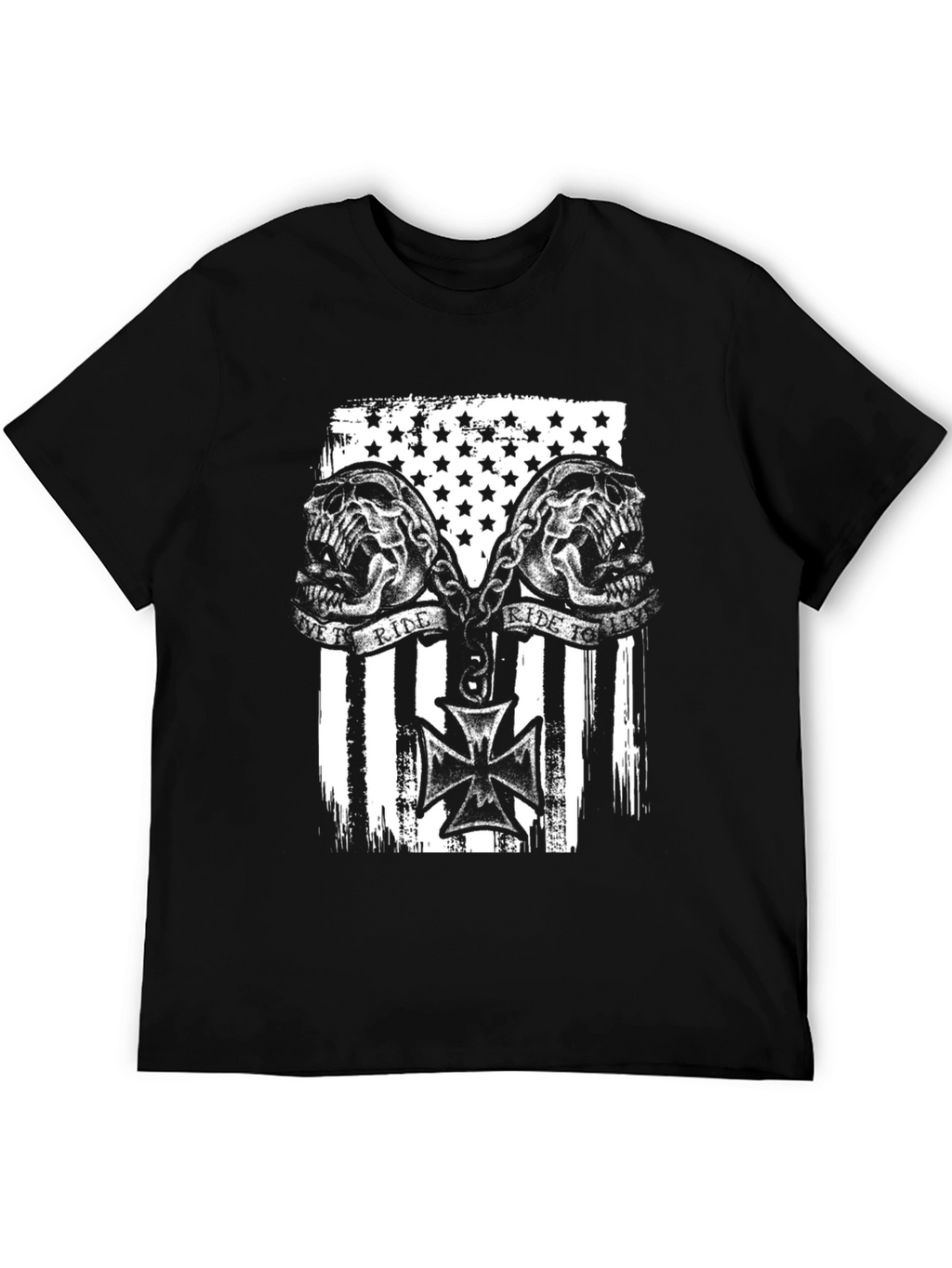 Skull Ride American Flag Graphic Tee