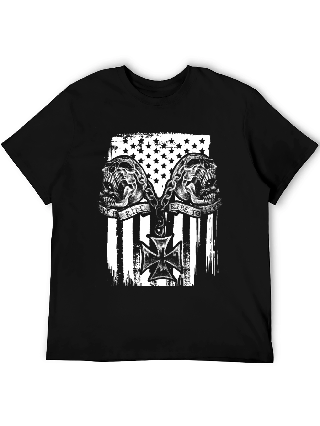 Skull Ride American Flag Graphic Tee