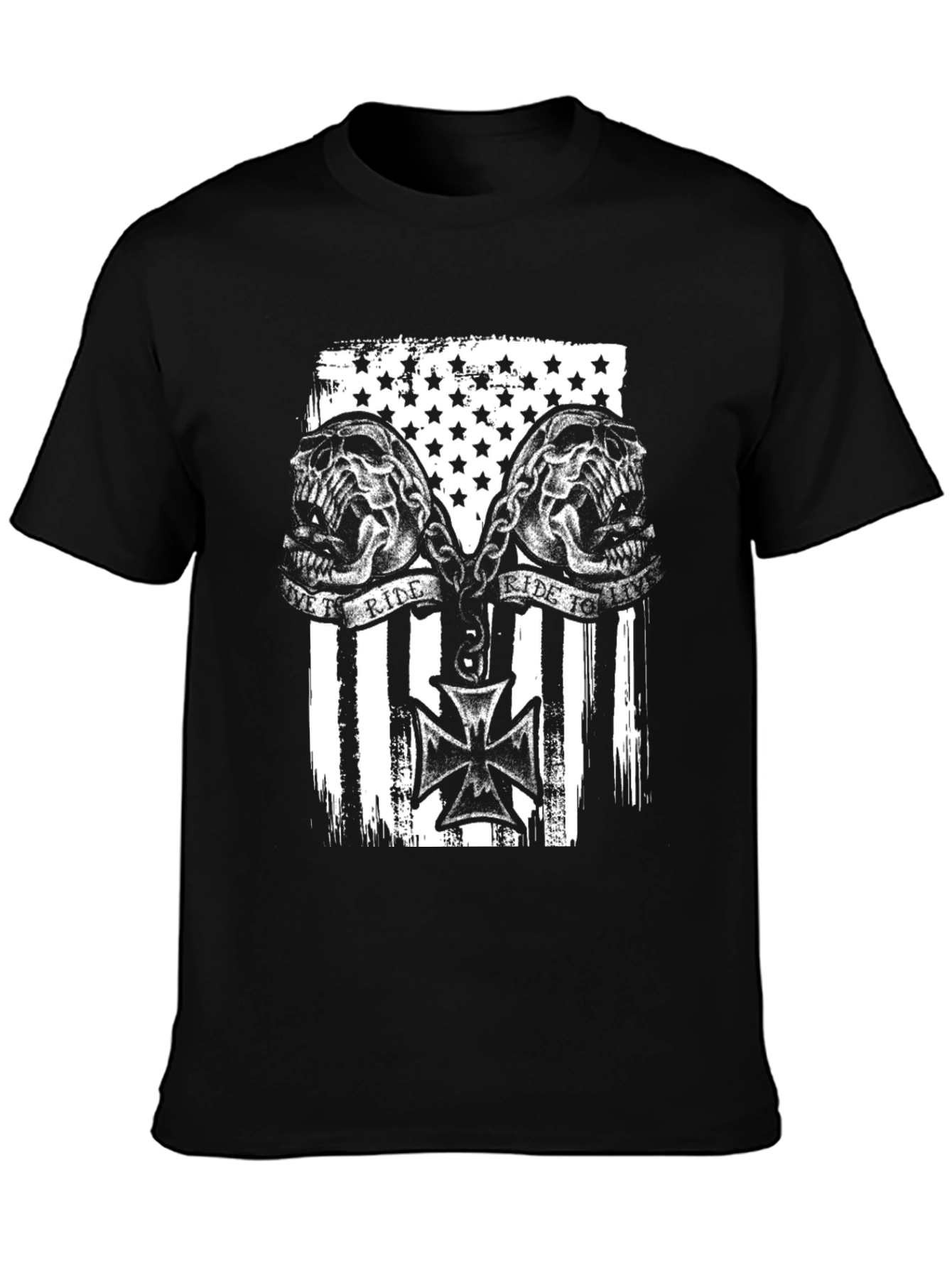 Skull Ride American Flag Graphic Tee