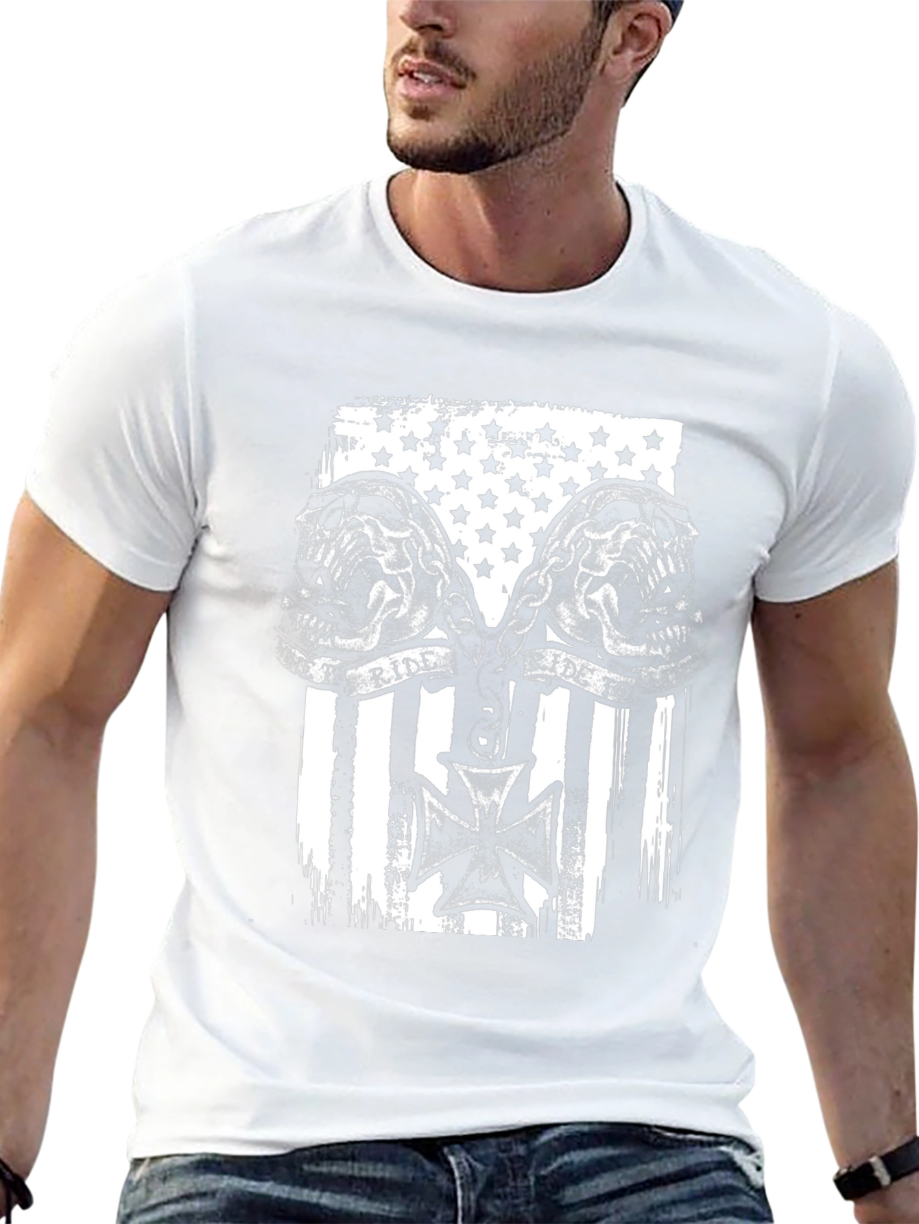 Skull Ride American Flag Graphic Tee