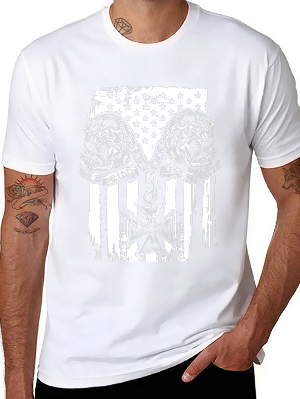 Skull Ride American Flag Graphic Tee