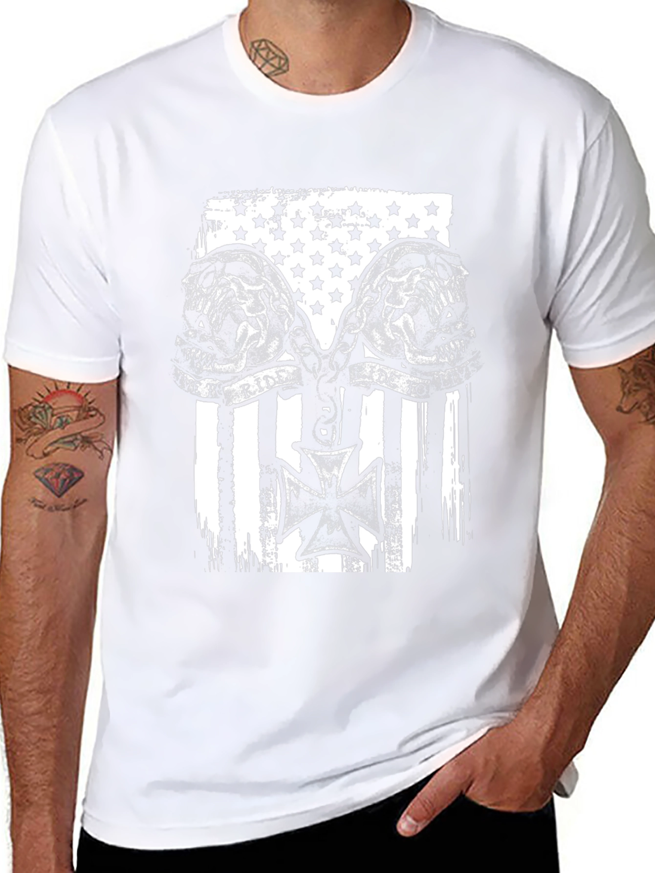 Skull Ride American Flag Graphic Tee