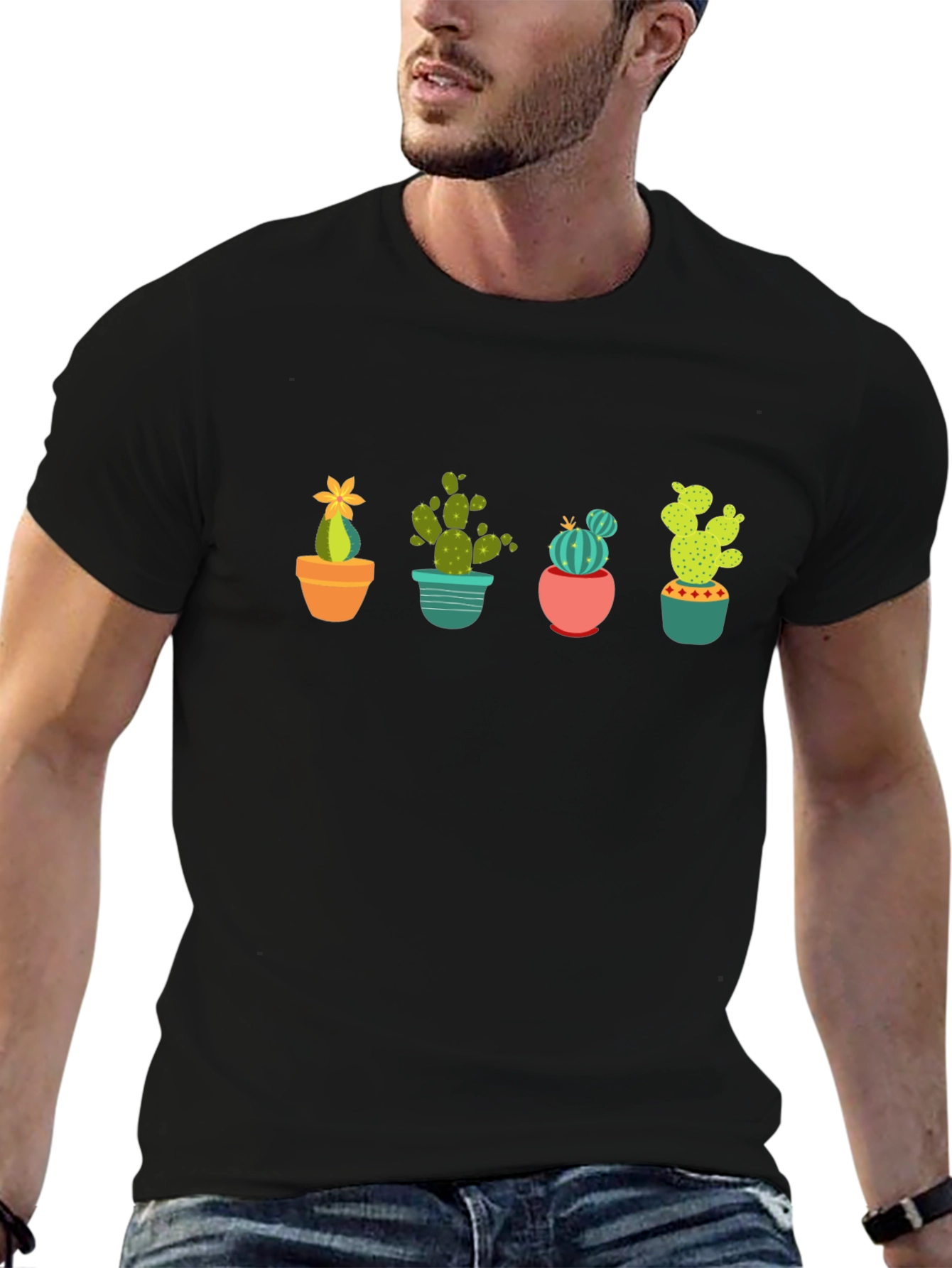 Cactus Pot Plant Graphic Print T-Shirt