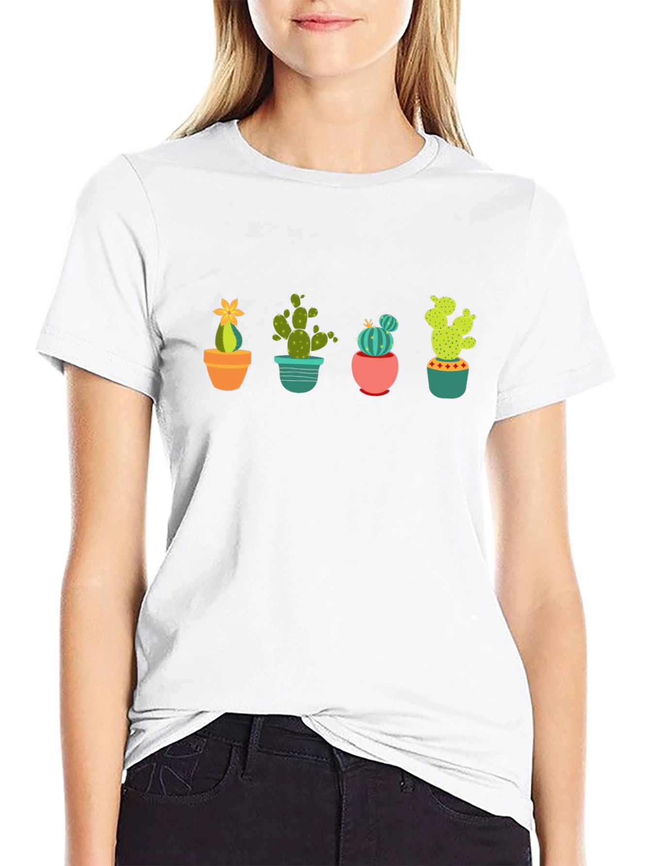 Cactus Pot Plant Graphic Print T-Shirt