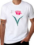 Floral Tulip Butterfly Graphic T-Shirt