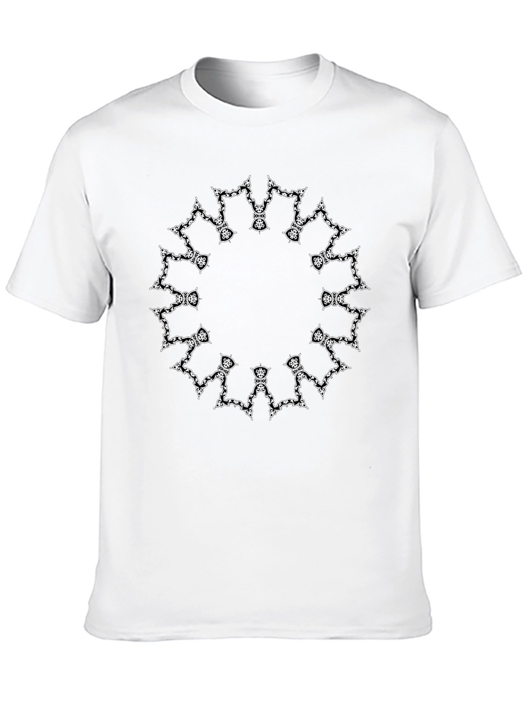 Mens Black Tee with Circular Abstract Design