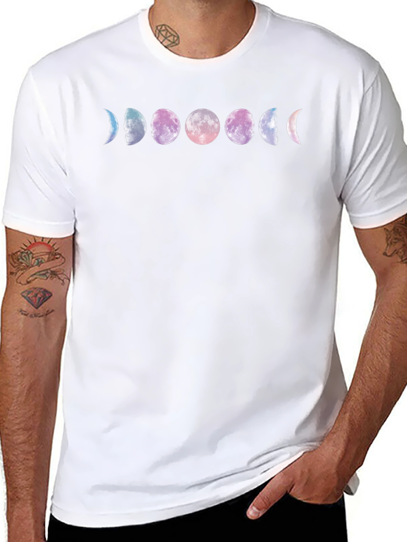 Moon Phase Graphic Tee - Black Cotton Comfort