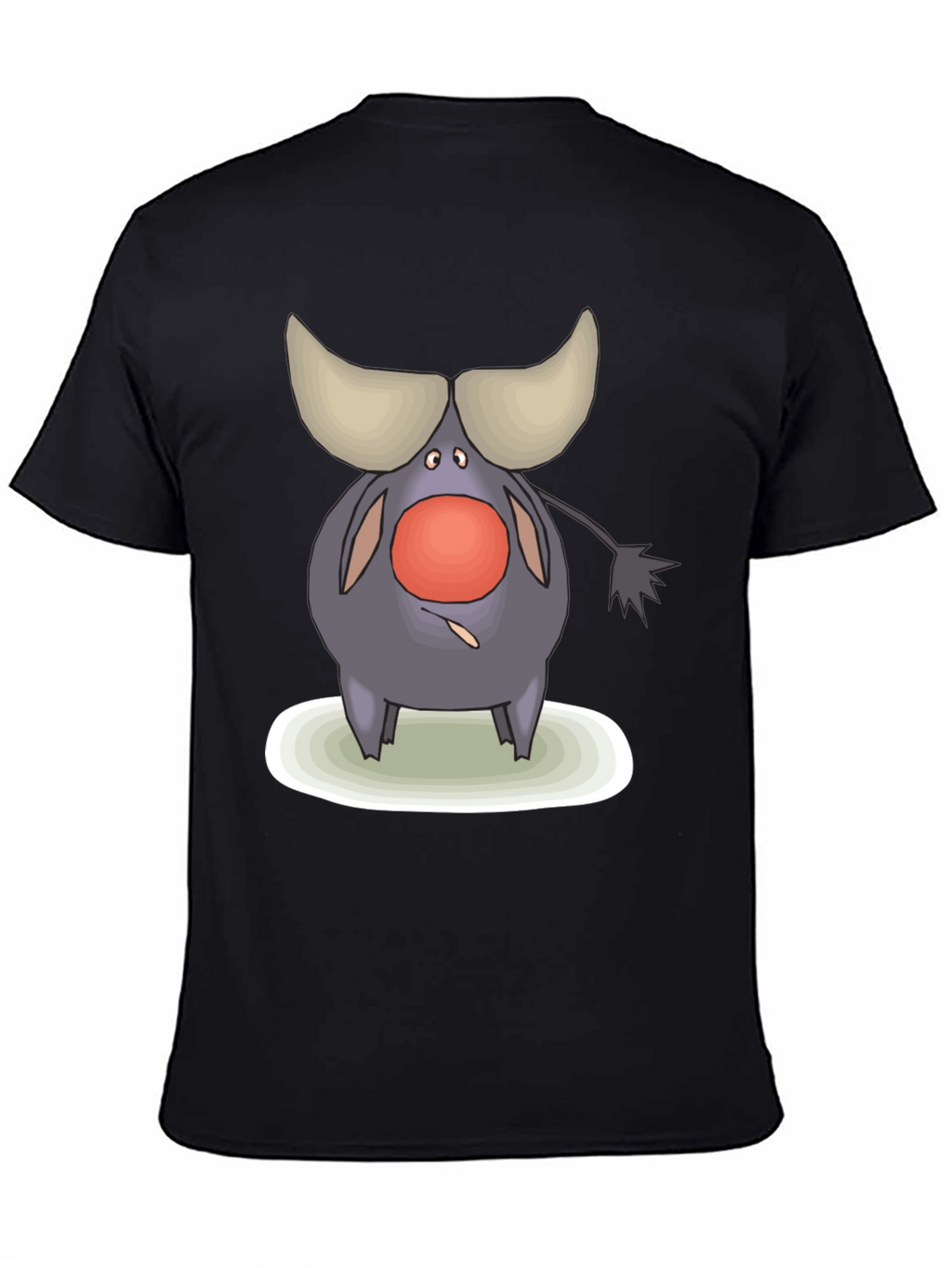 Cartoon Buffalo Graphic Tee - Black Cotton Comfort