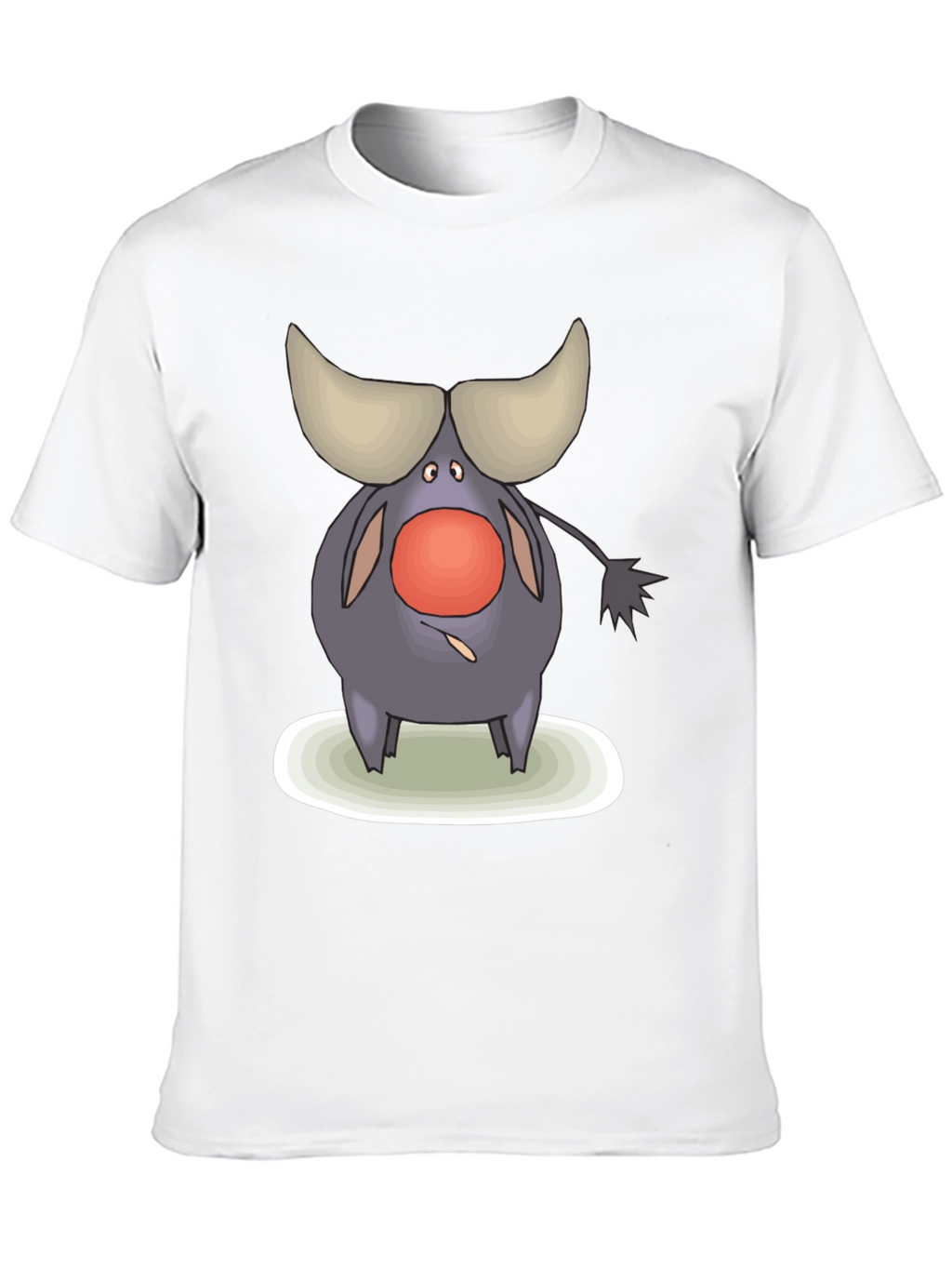 Cartoon Buffalo Graphic Tee - Black Cotton Comfort