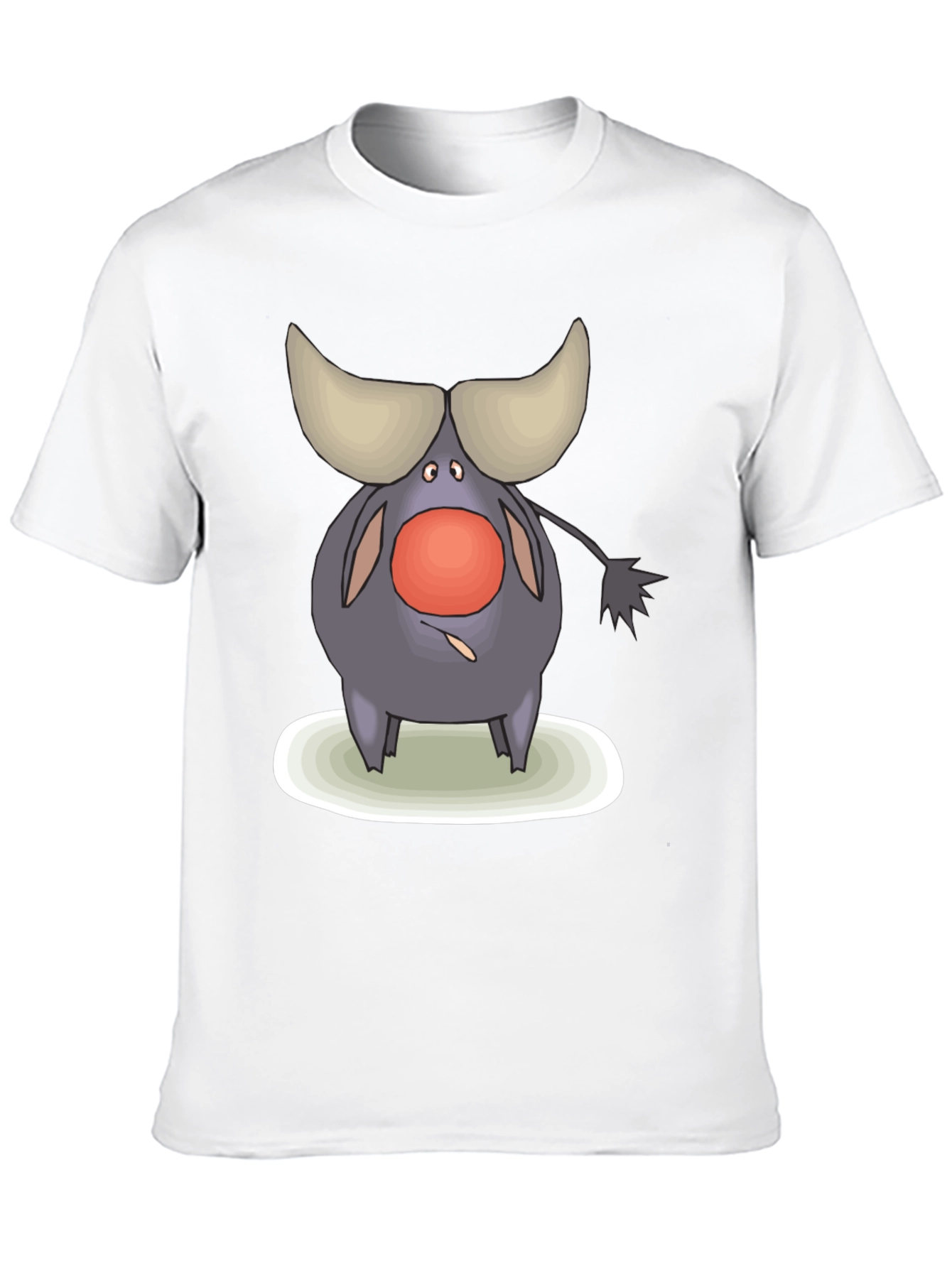 Cartoon Buffalo Graphic Tee - Black Cotton Comfort