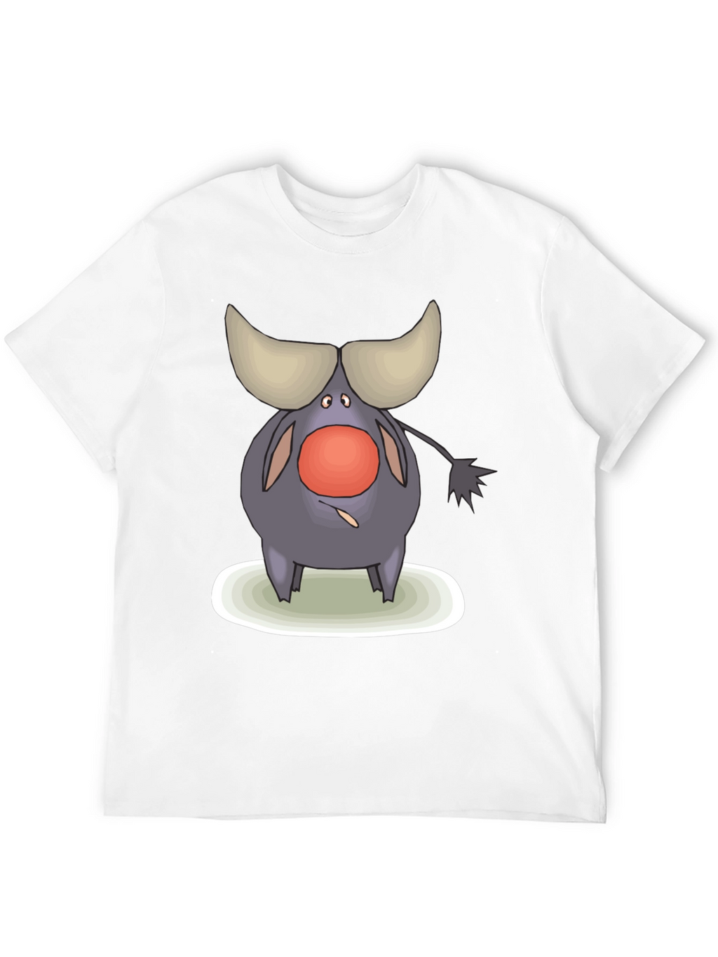 Cartoon Buffalo Graphic Tee - Black Cotton Comfort