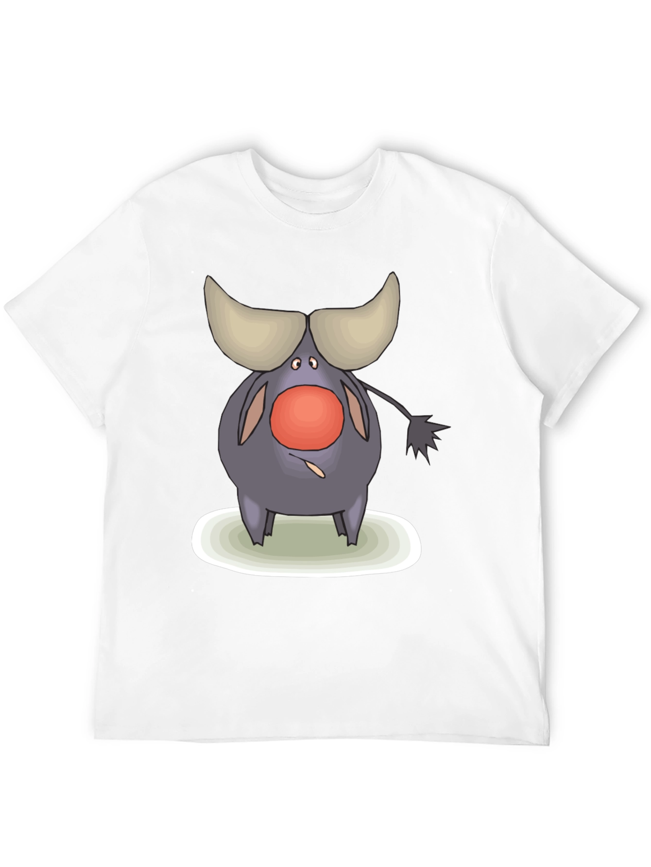 Cartoon Buffalo Graphic Tee - Black Cotton Comfort