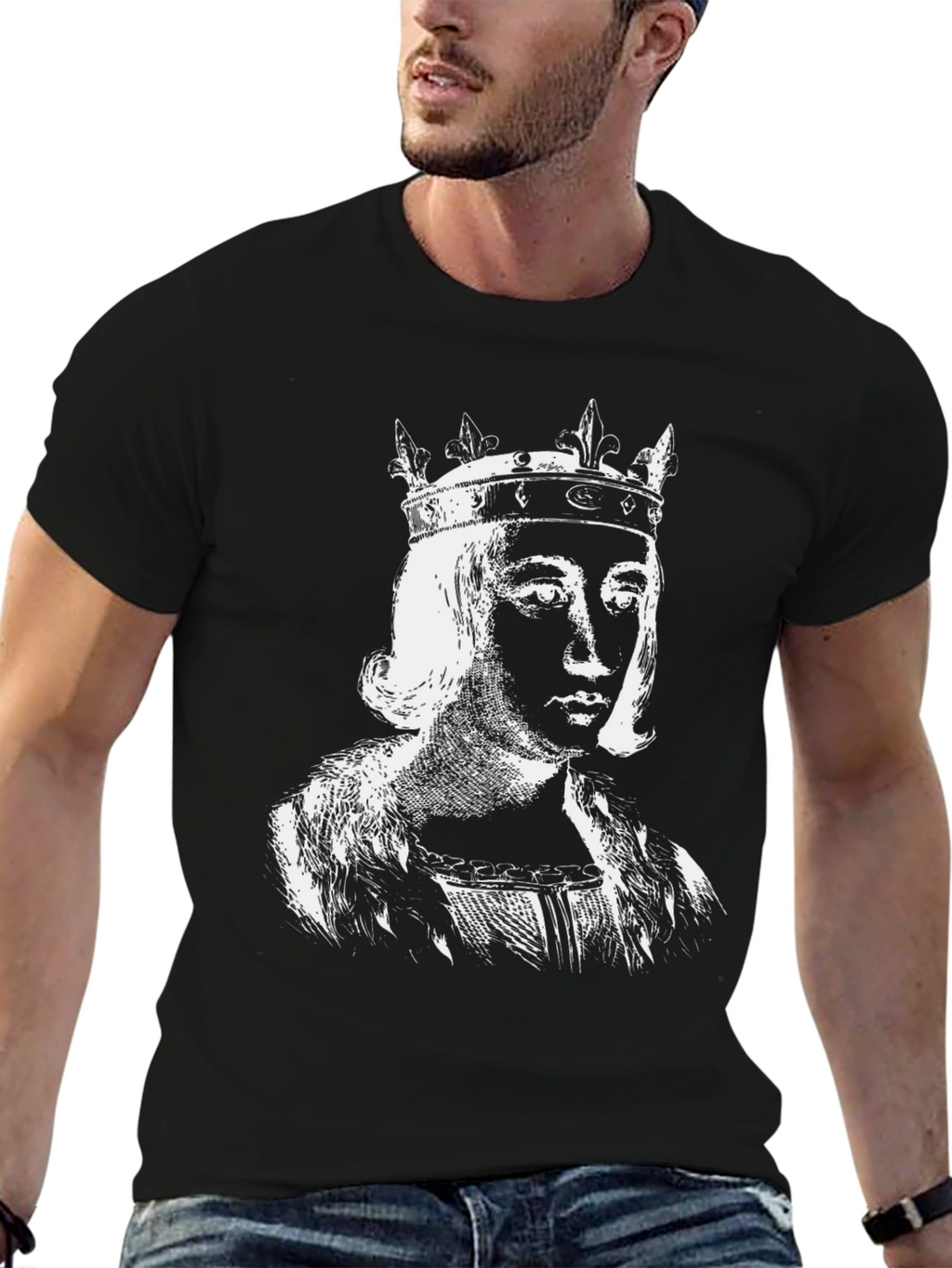 King Portrait Graphic Tee - Black Cotton T-Shirt