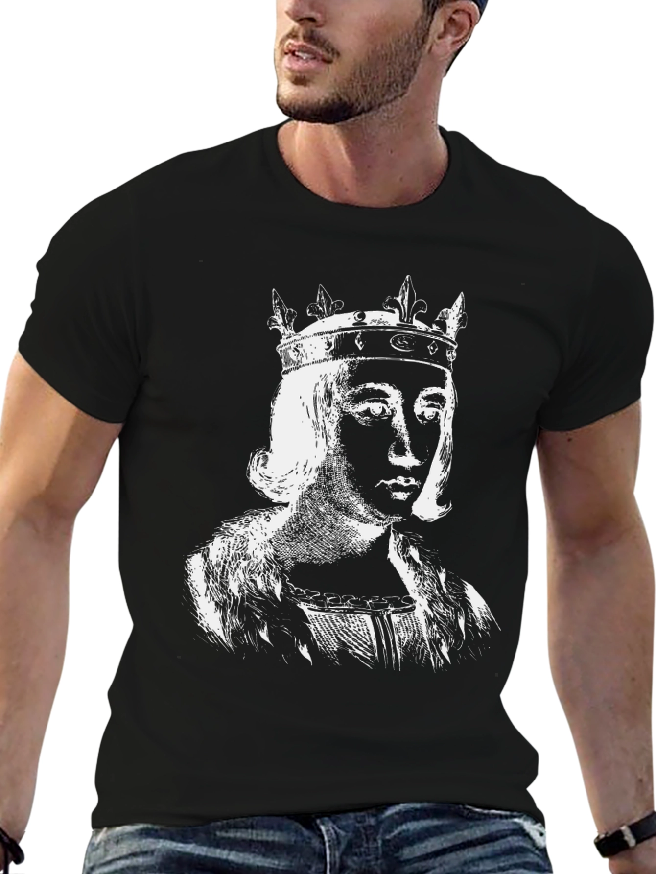 King Portrait Graphic Tee - Black Cotton T-Shirt