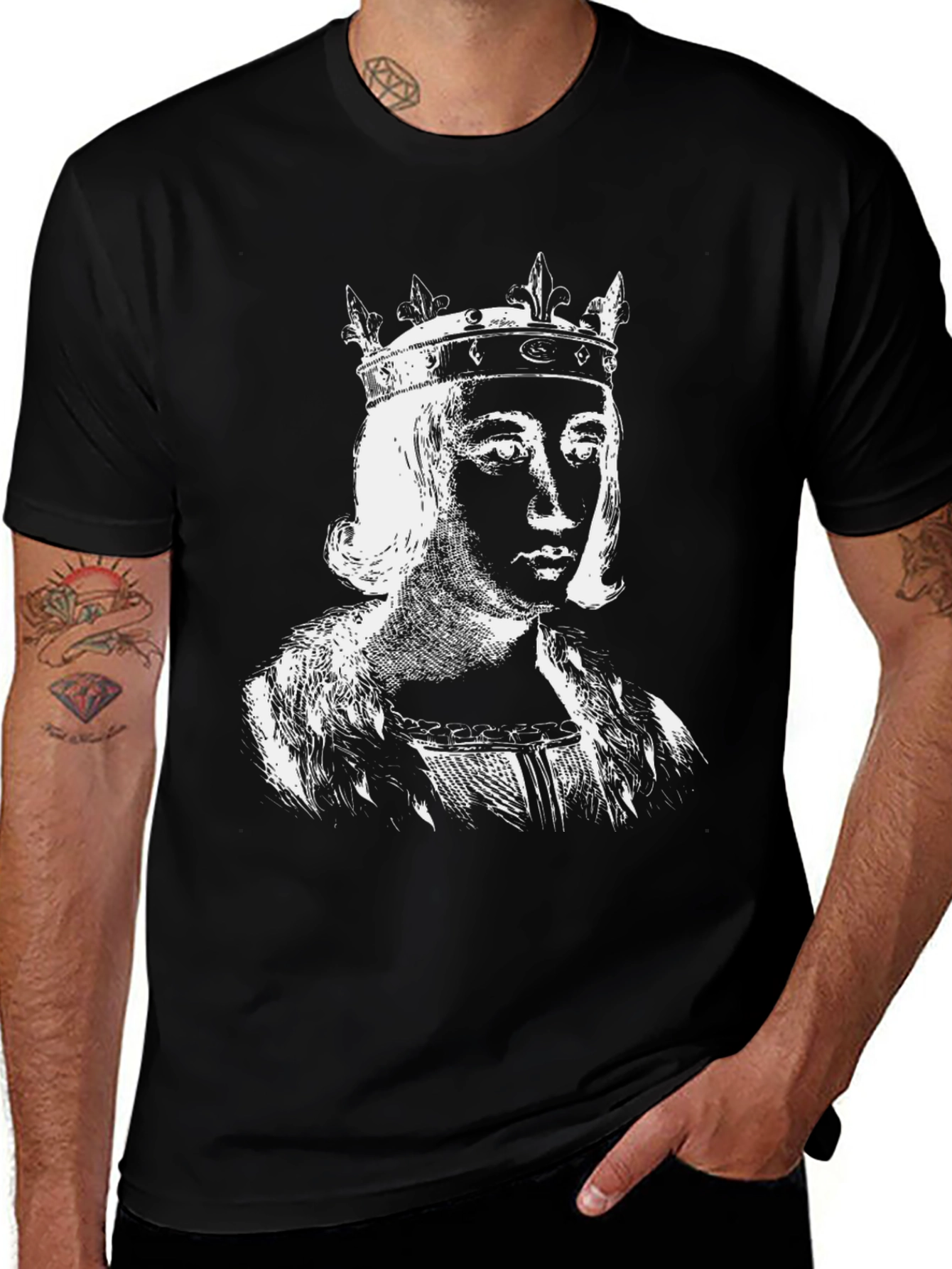 King Portrait Graphic Tee - Black Cotton T-Shirt