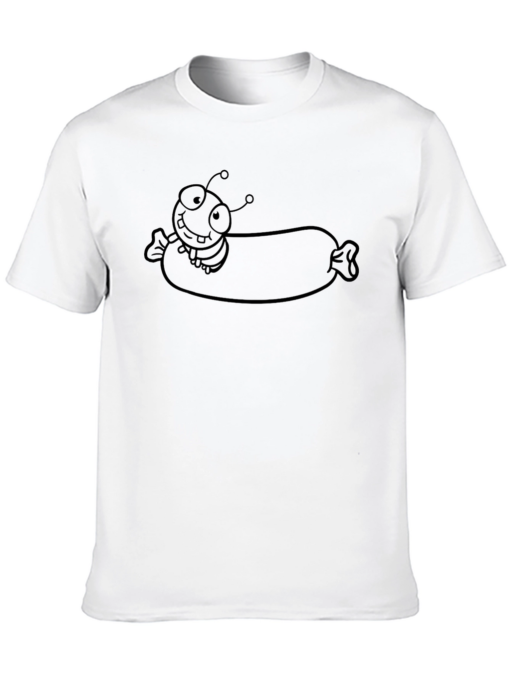 Cartoon Insect on a Sausage T-Shirt - Black