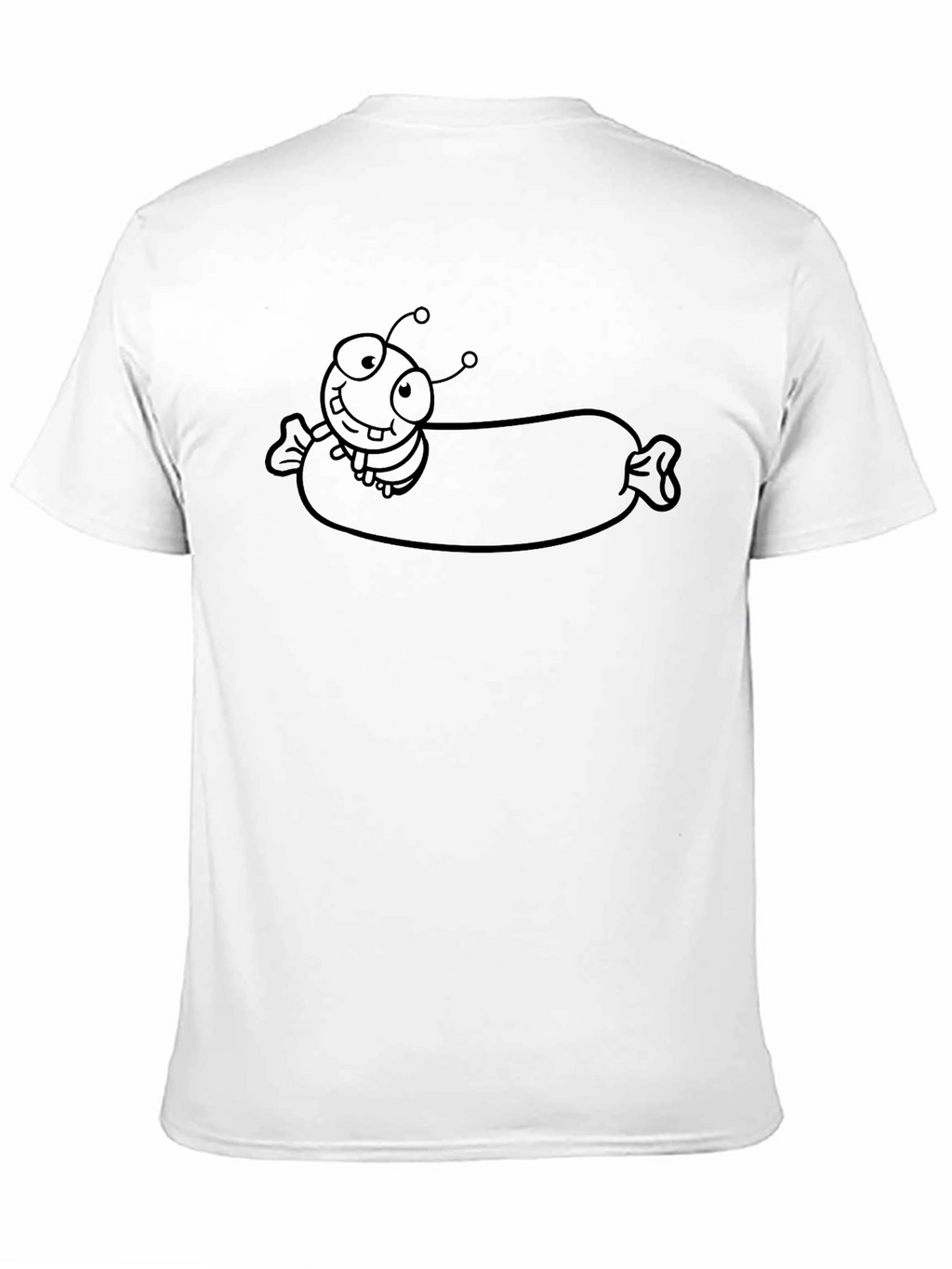 Cartoon Insect on a Sausage T-Shirt - Black